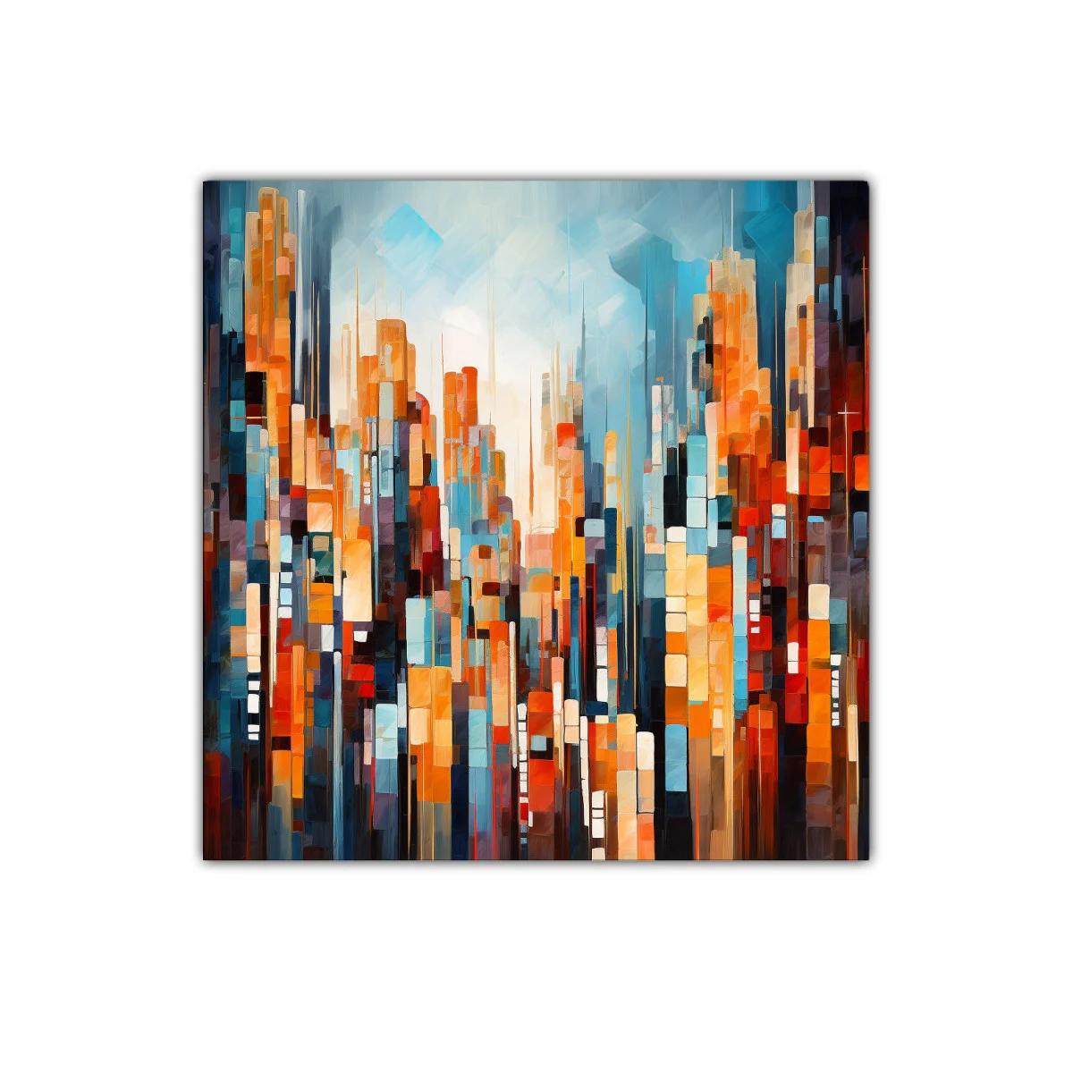 Abstracto vibrante de ciudad con tonos cálidos y fríos — imagen principal