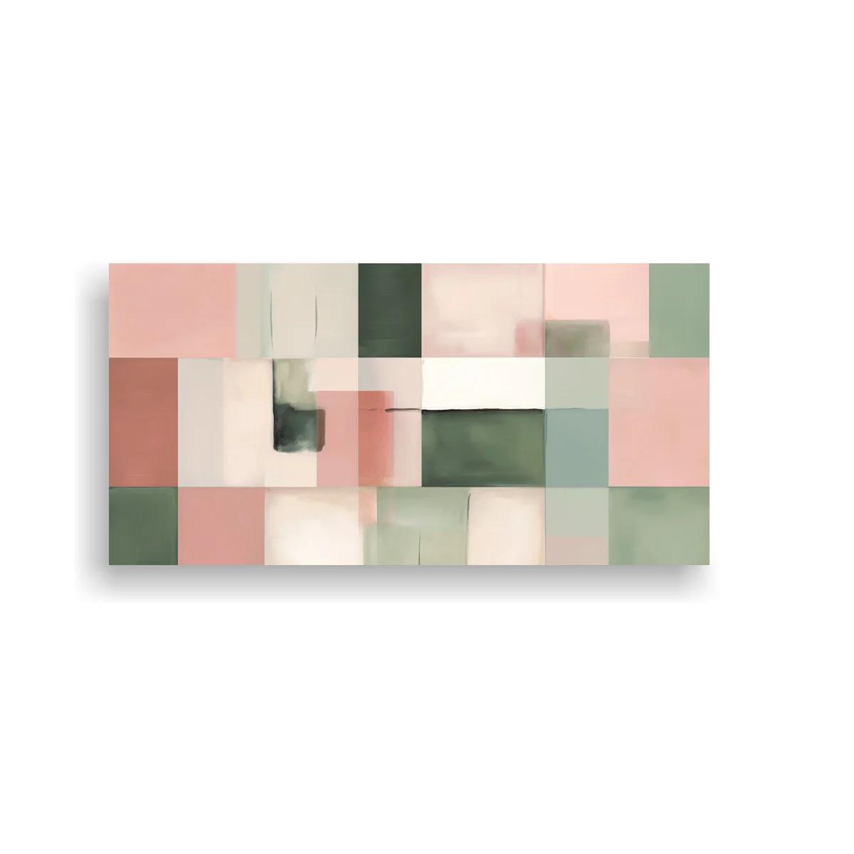 Cuadro composición geométrica de rectángulos en rosa y verde salvia — imagen principal