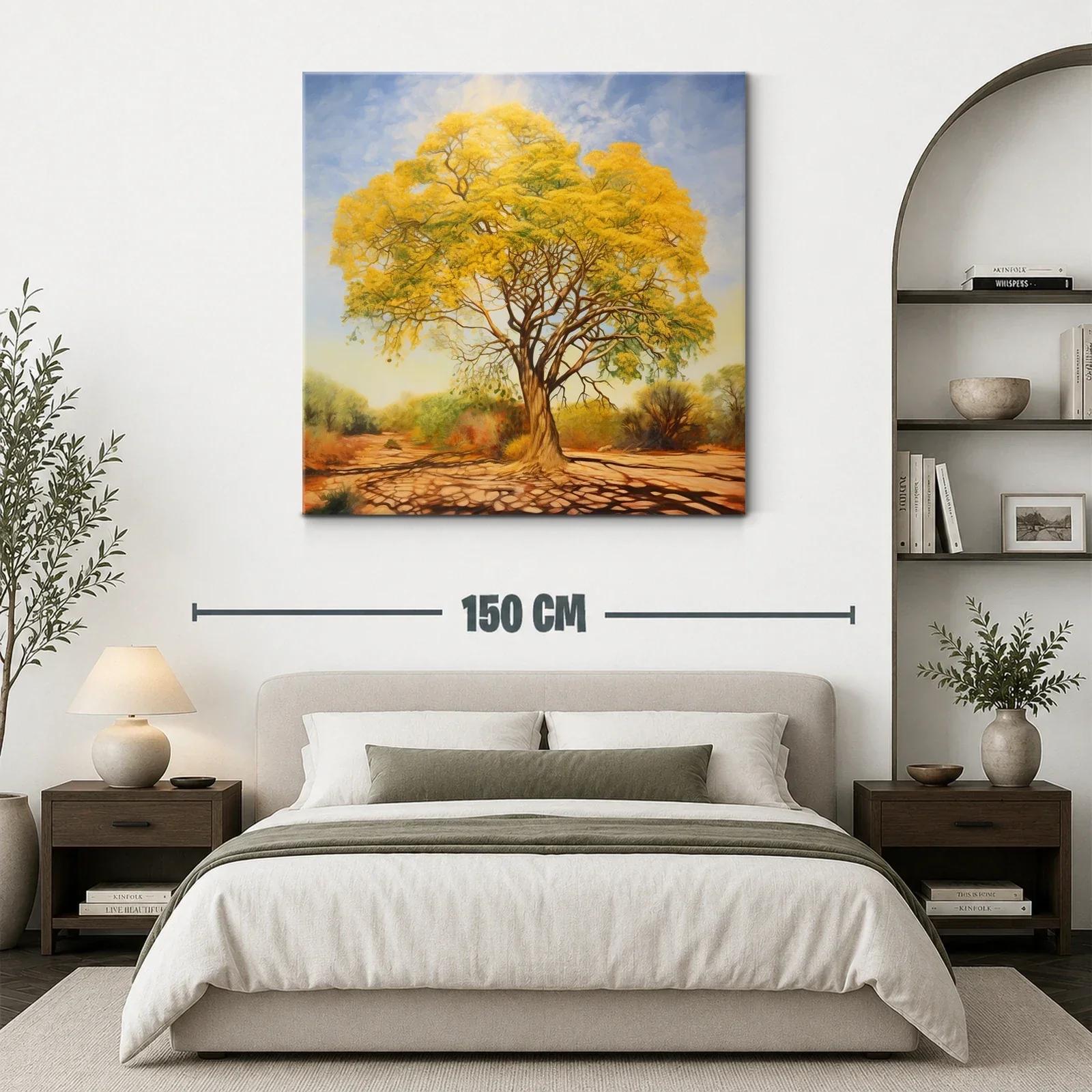 Árbol Dorado en Paisaje de Luz y Sombra Cálida — miniatura 3