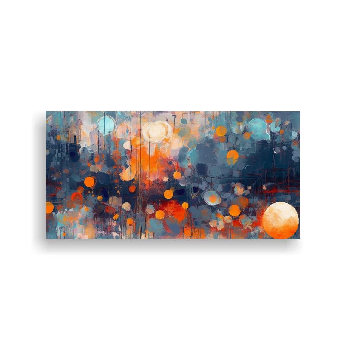 Cuadro luces urbanas abstractas con contraste azul y naranja