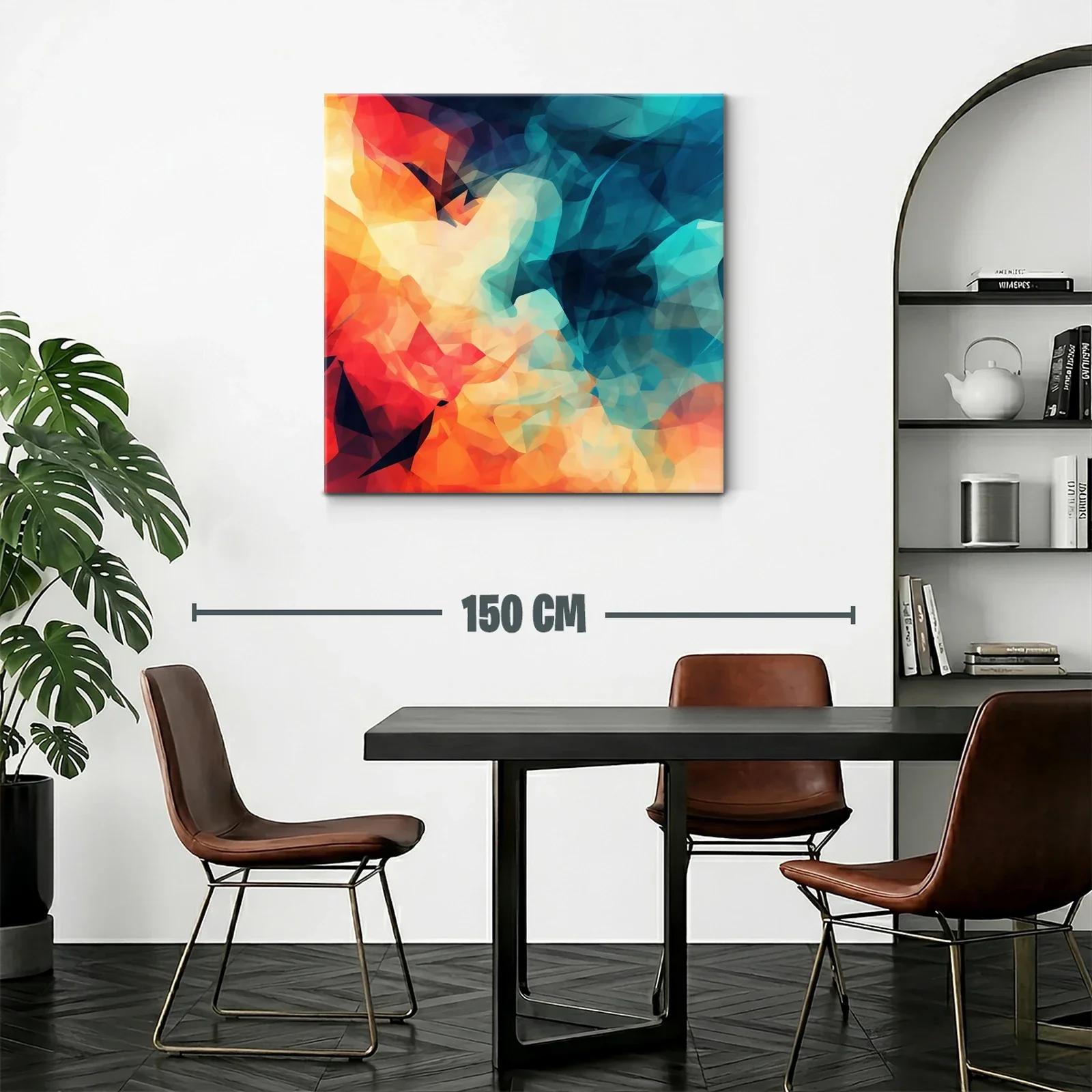 Cuadro abstracto en tonos cálidos y fríos vibrantes — miniatura 2