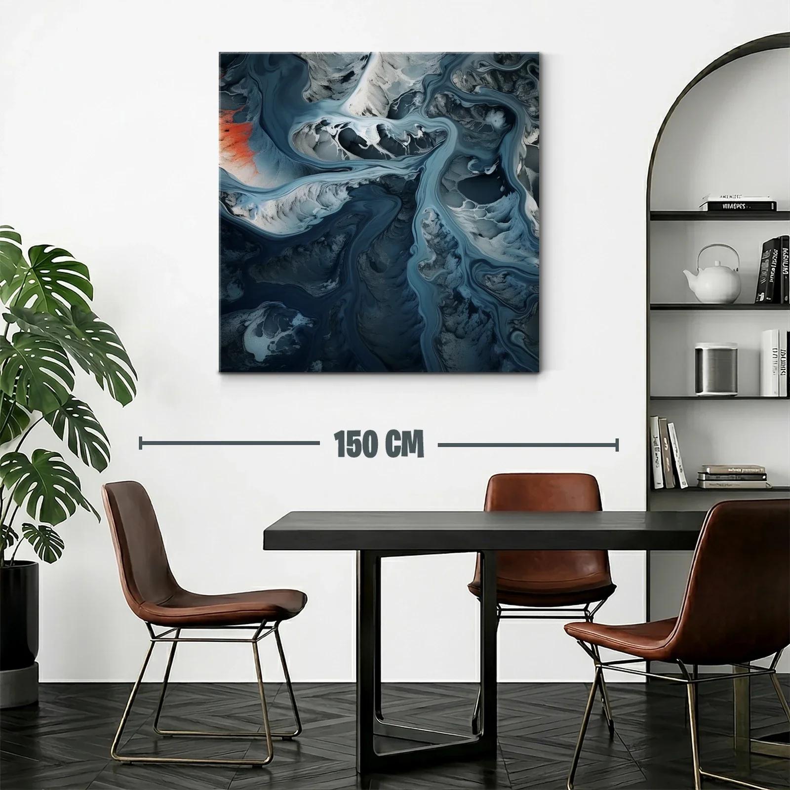 Composición abstracta en tonos azules y grises con acento rojo — miniatura 2