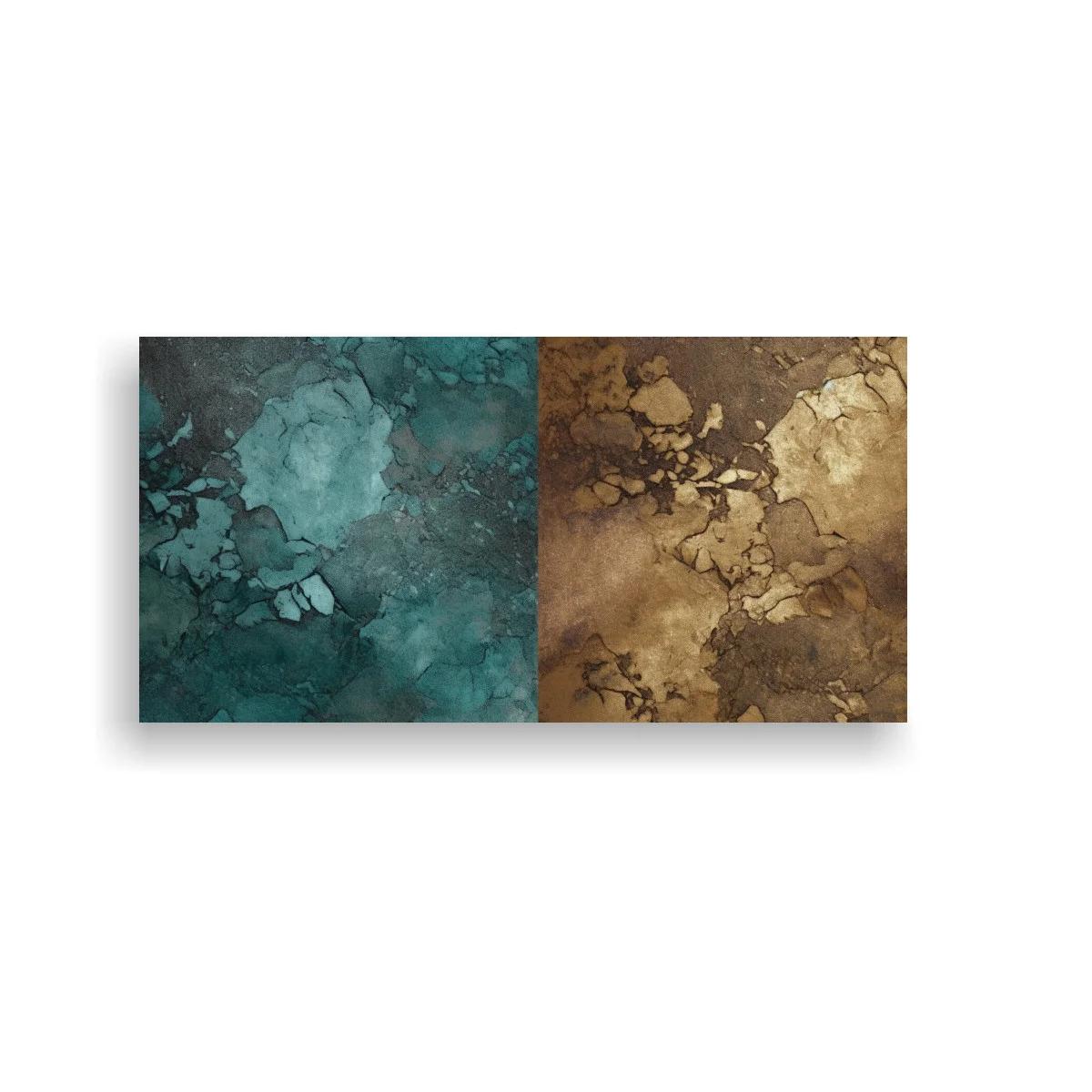 Cuadro textura abstracta tipo mármol con turquesa y marrón