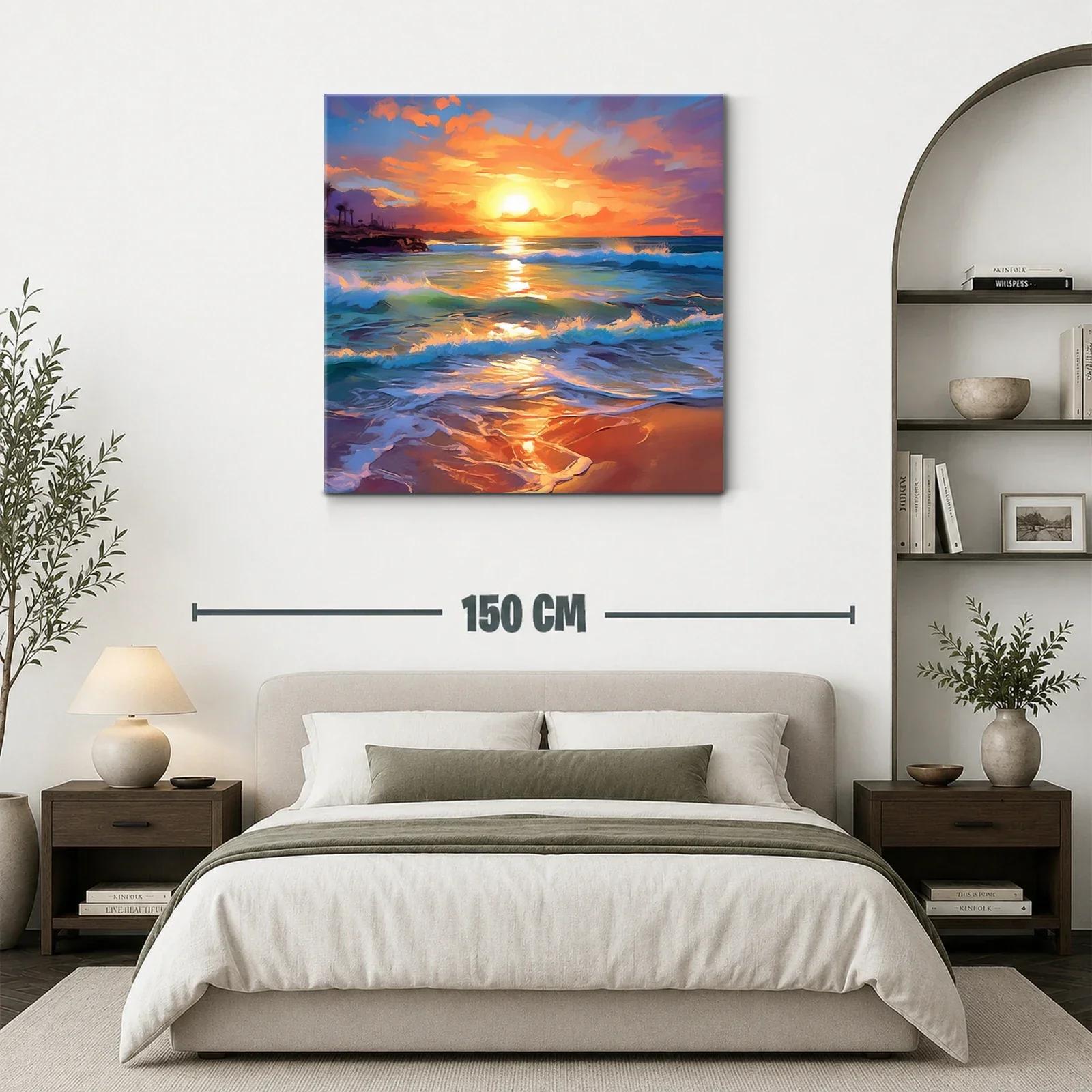 Atardecer vibrante con olas en playa serena — miniatura 3