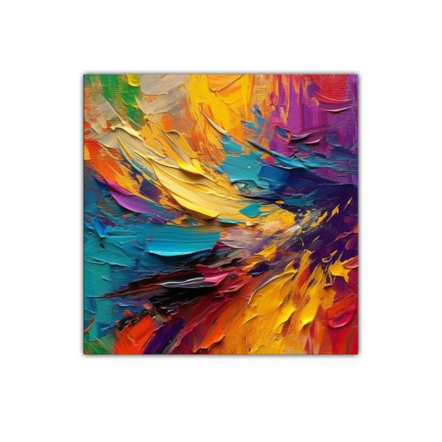 Cuadro vibrante con explosión de colores intensos y textura