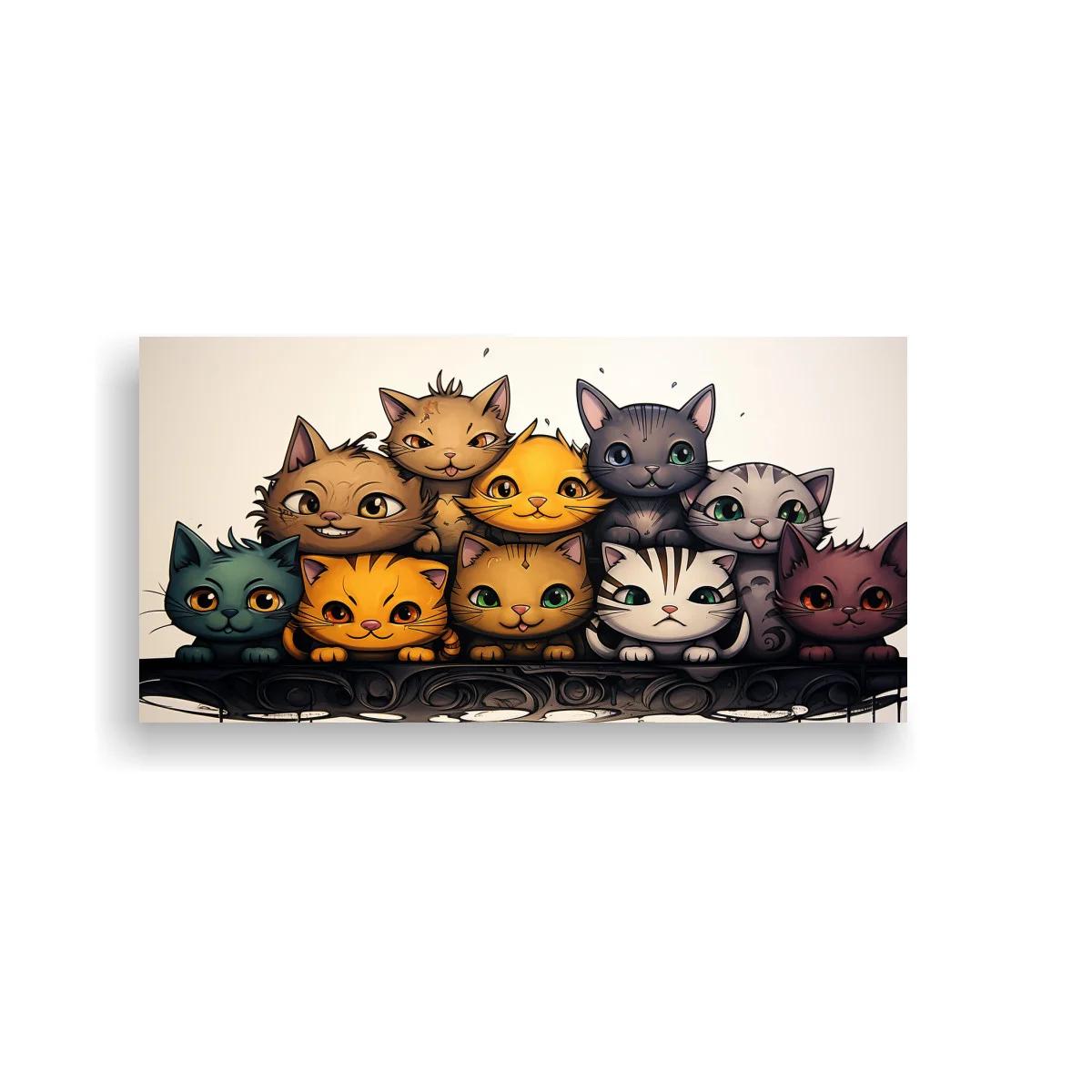 Cuadro grupo de gatos con colas enroscadas