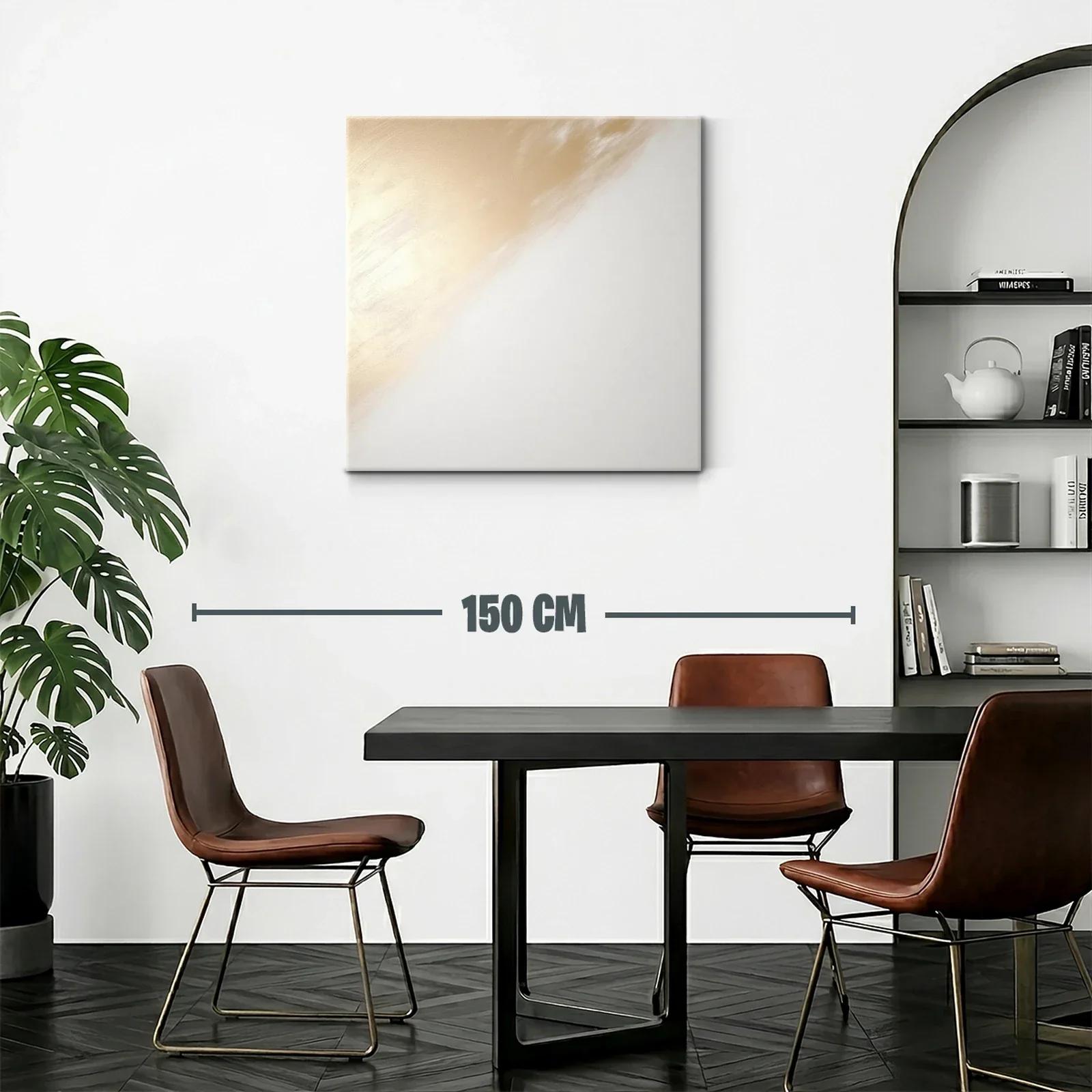 Cuadro abstracto con tonos suaves dorados y blancos — miniatura 2