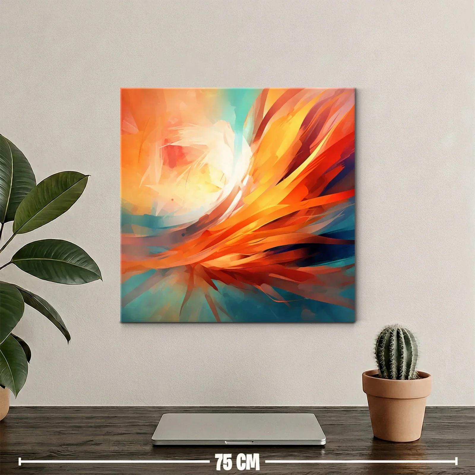 Cuadro abstracto con vibrantes tonos cálidos y fríos — miniatura 2
