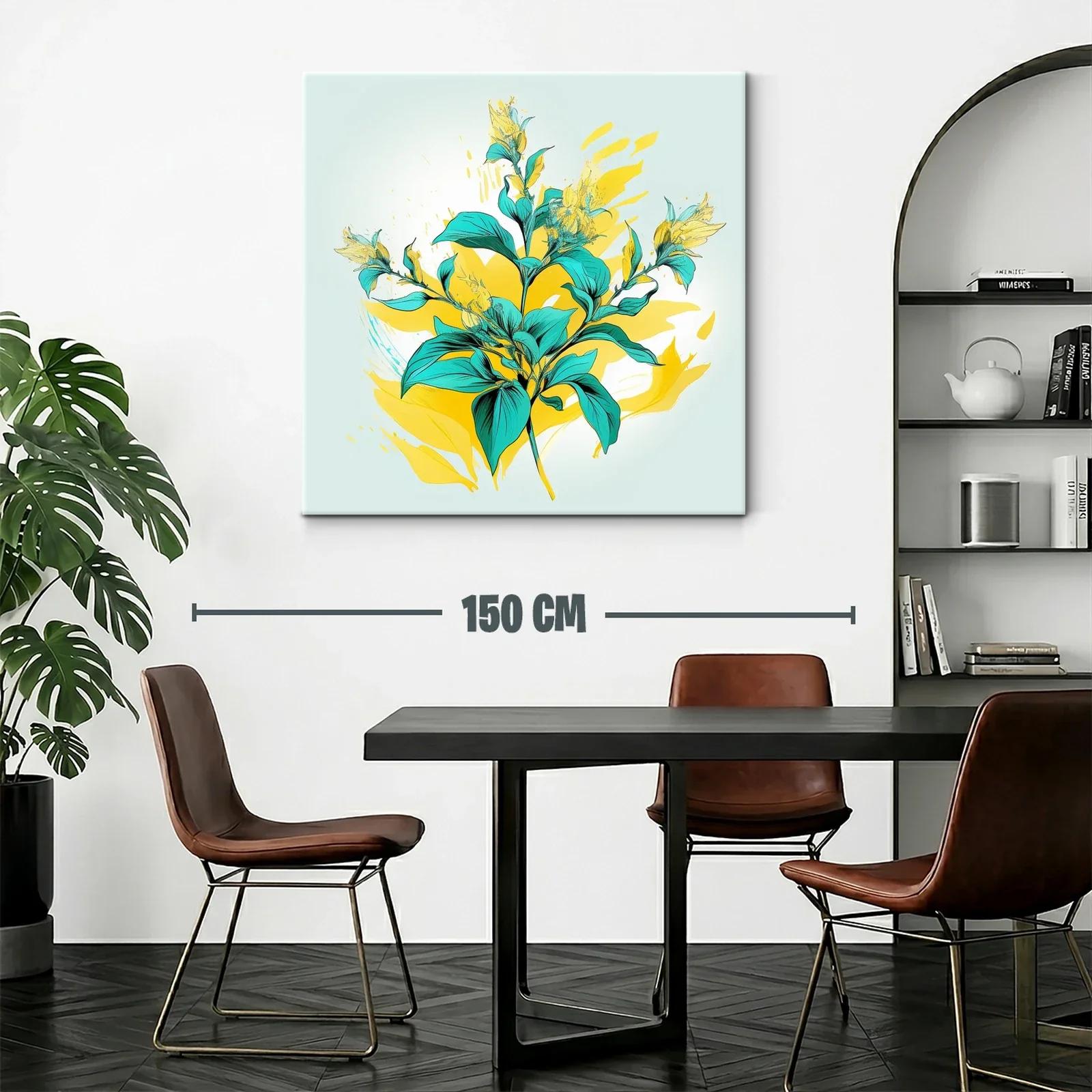 Flor Tropical vibrante en tonos turquesa y amarillo — miniatura 2
