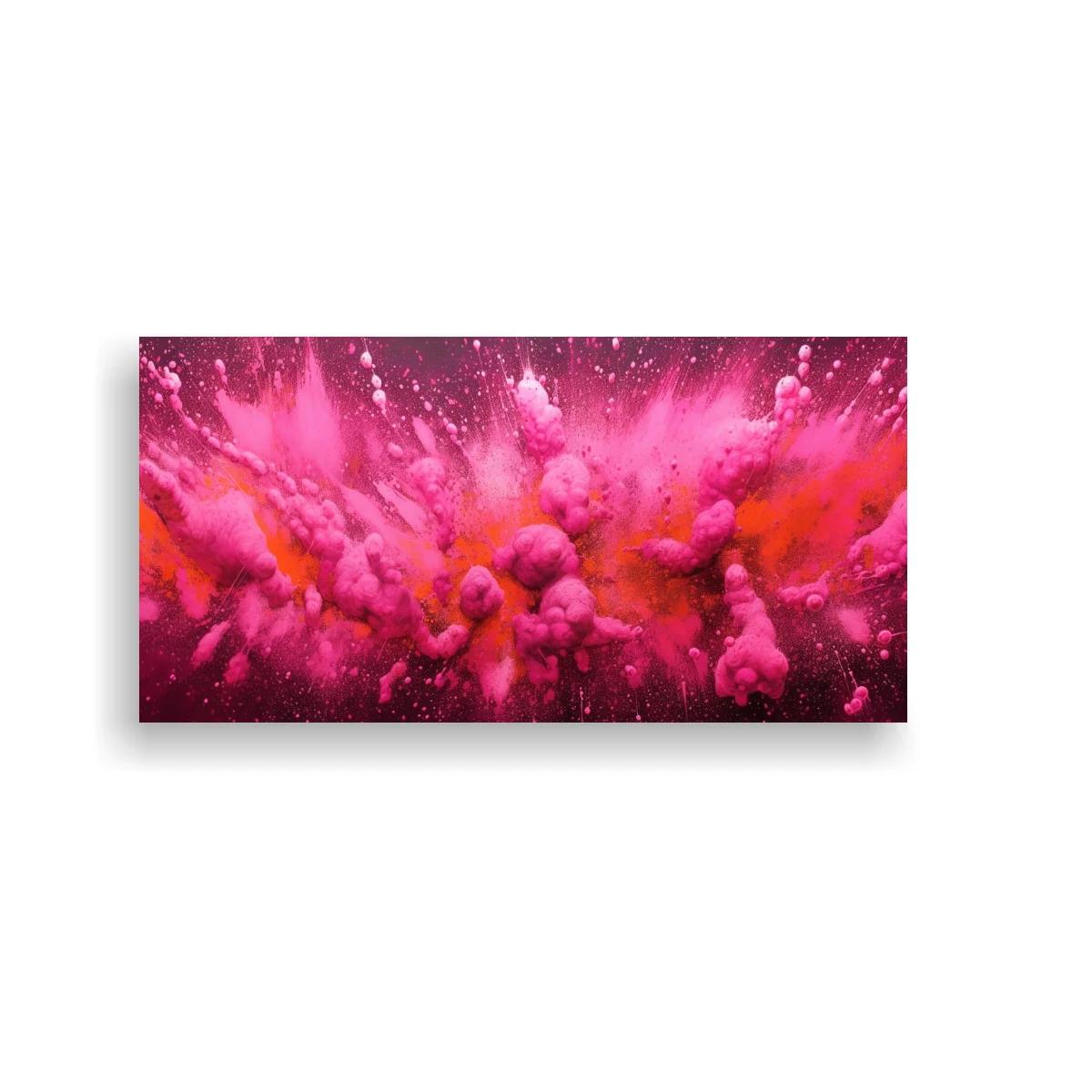 Cuadro explosión de polvo rosa con fondo oscuro