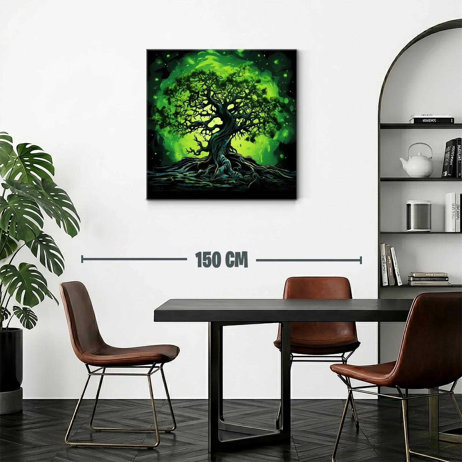 Árbol místico iluminado en tonos verdes vibrantes — miniatura 2