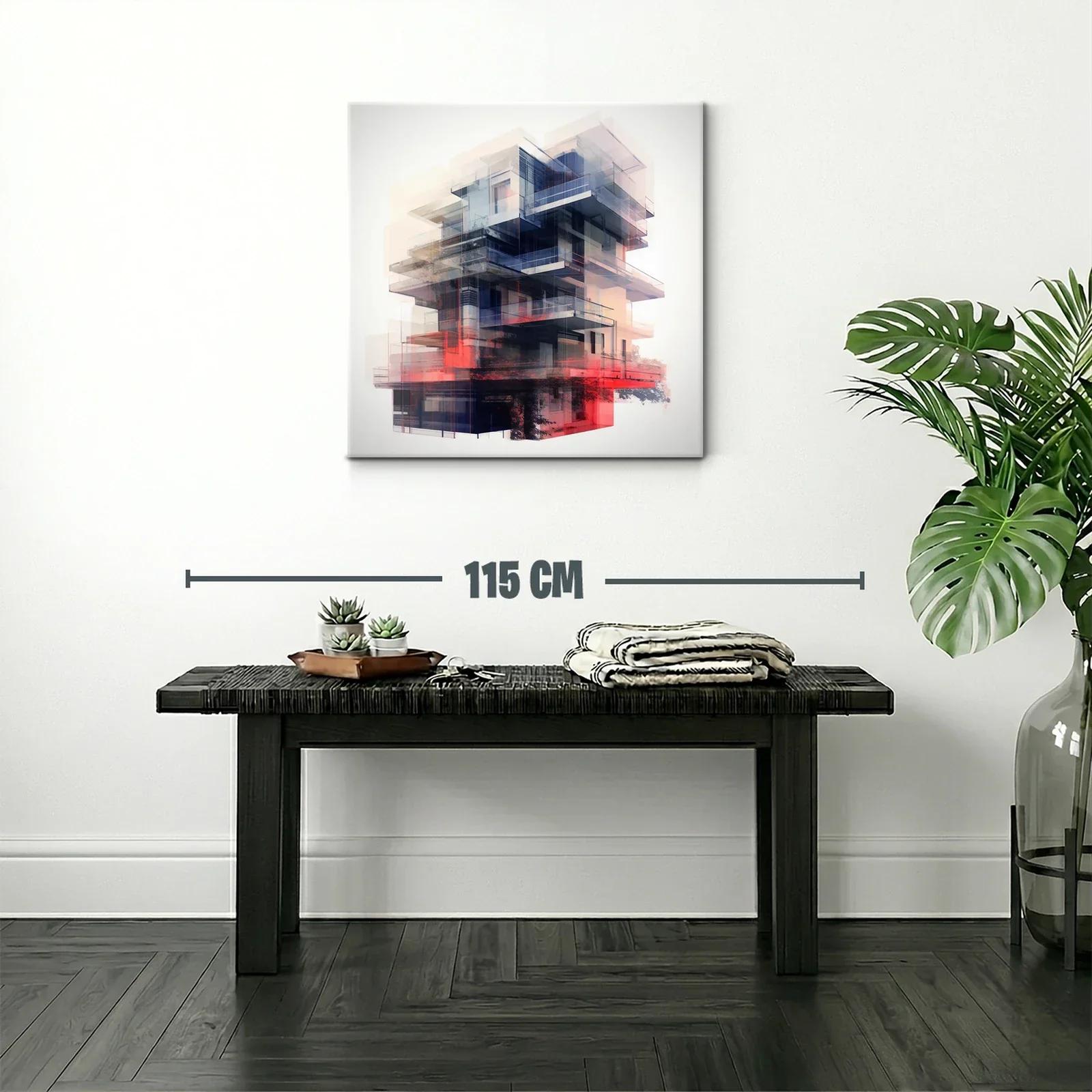 Composición abstracta de arquitectura futurista en tonos rojos y azules — miniatura 2
