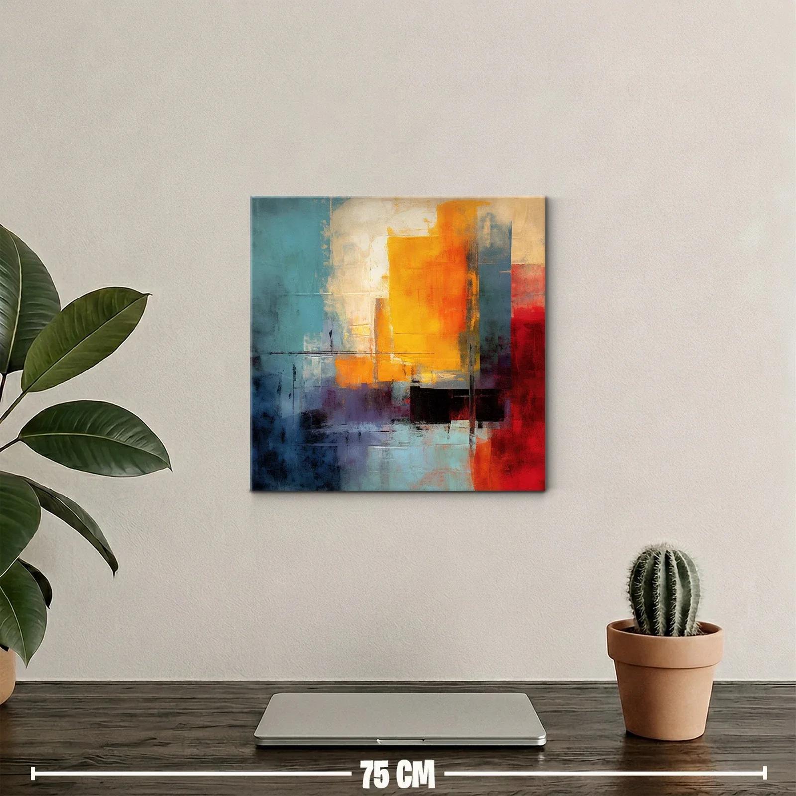 Cuadro abstracto con vibrantes tonos cálidos y fríos — miniatura 2