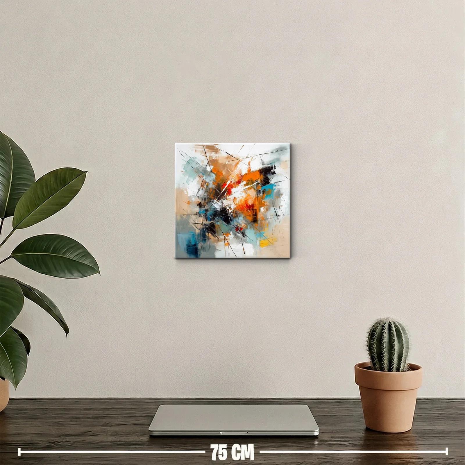 Cuadro abstracto con tonos cálidos y frios vibrantes — miniatura 2