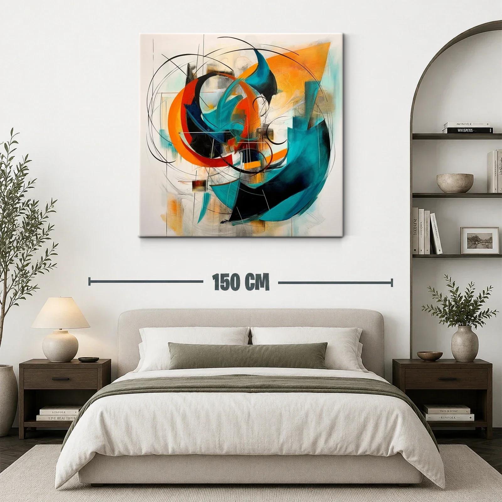 Cuadro abstracto con formas dinámicas en tonos vibrantes — miniatura 3