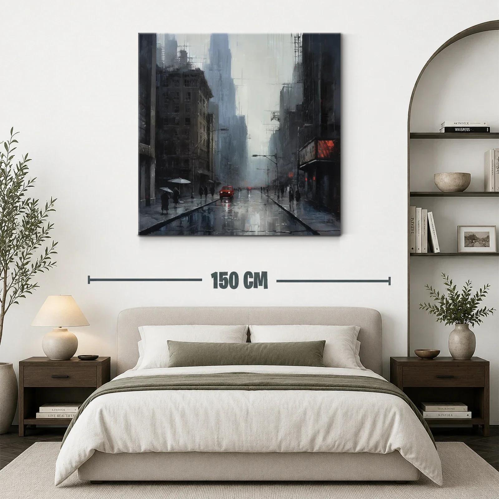 Ciudad lluviosa con contraste de luces urbanas — miniatura 3