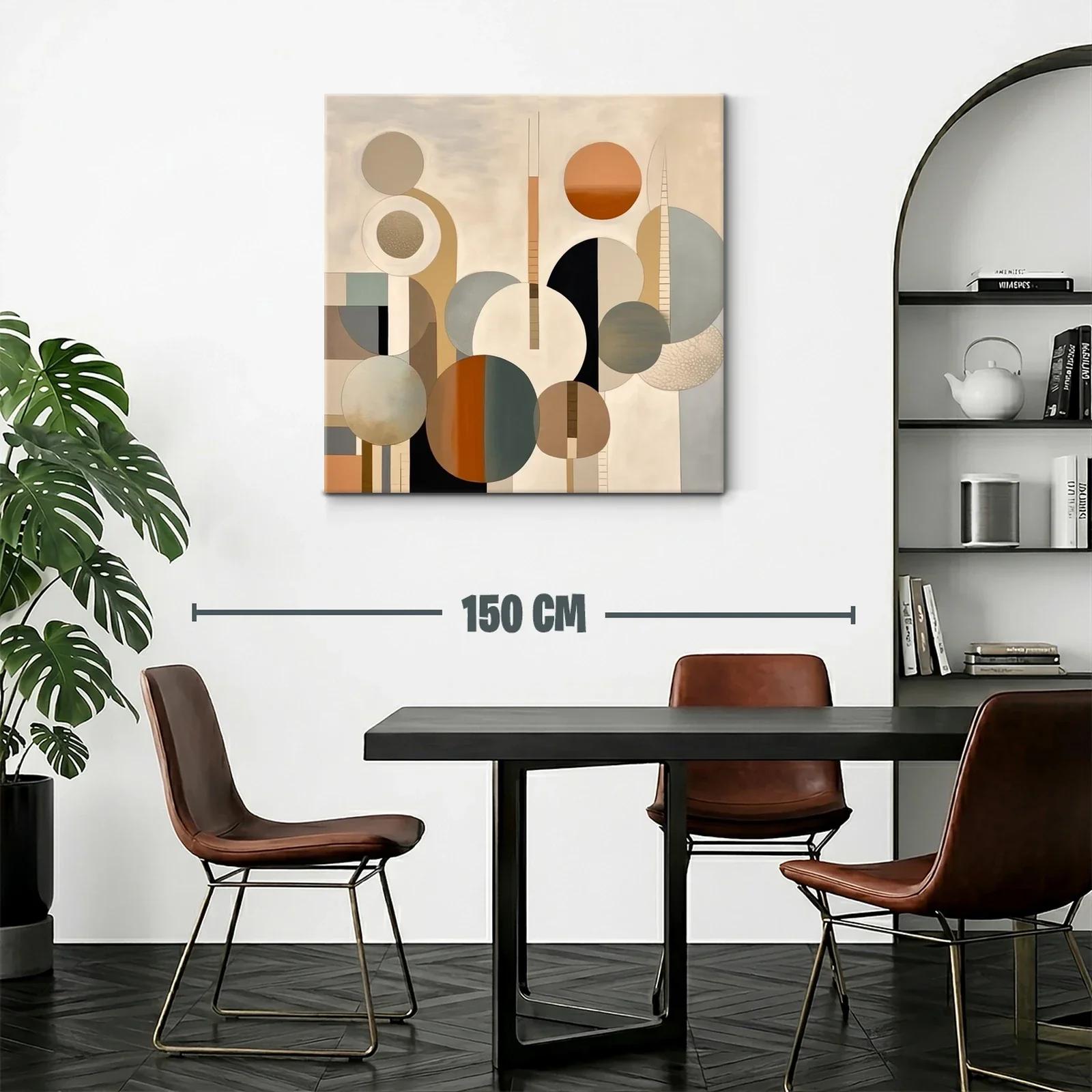 Cuadro abstracto con formas circulares en tonos tierra y neutrales — miniatura 2