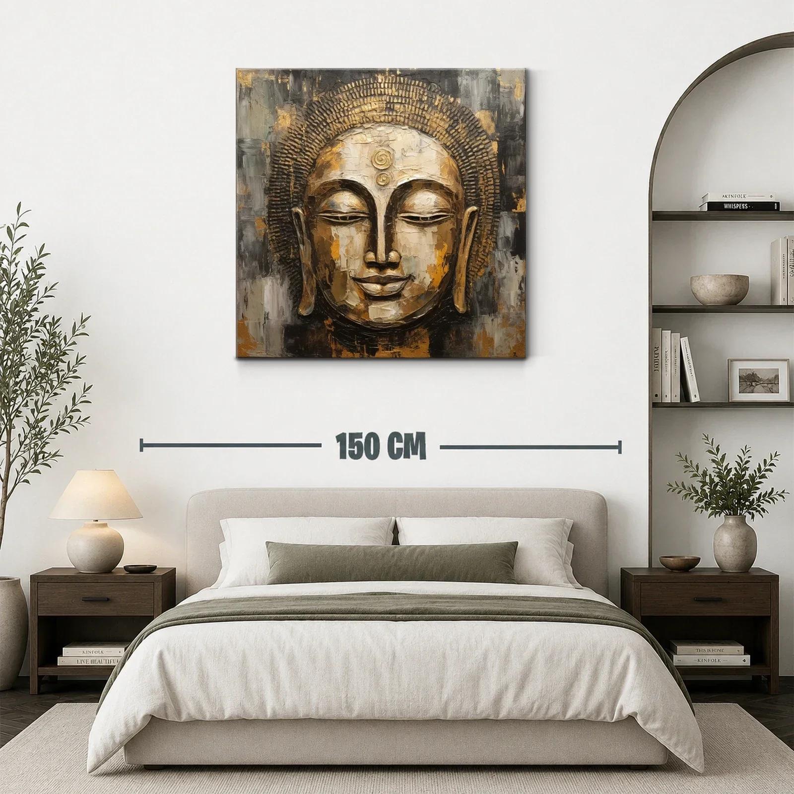 Rostro de Buda sereno con tonos dorados y grises — miniatura 3