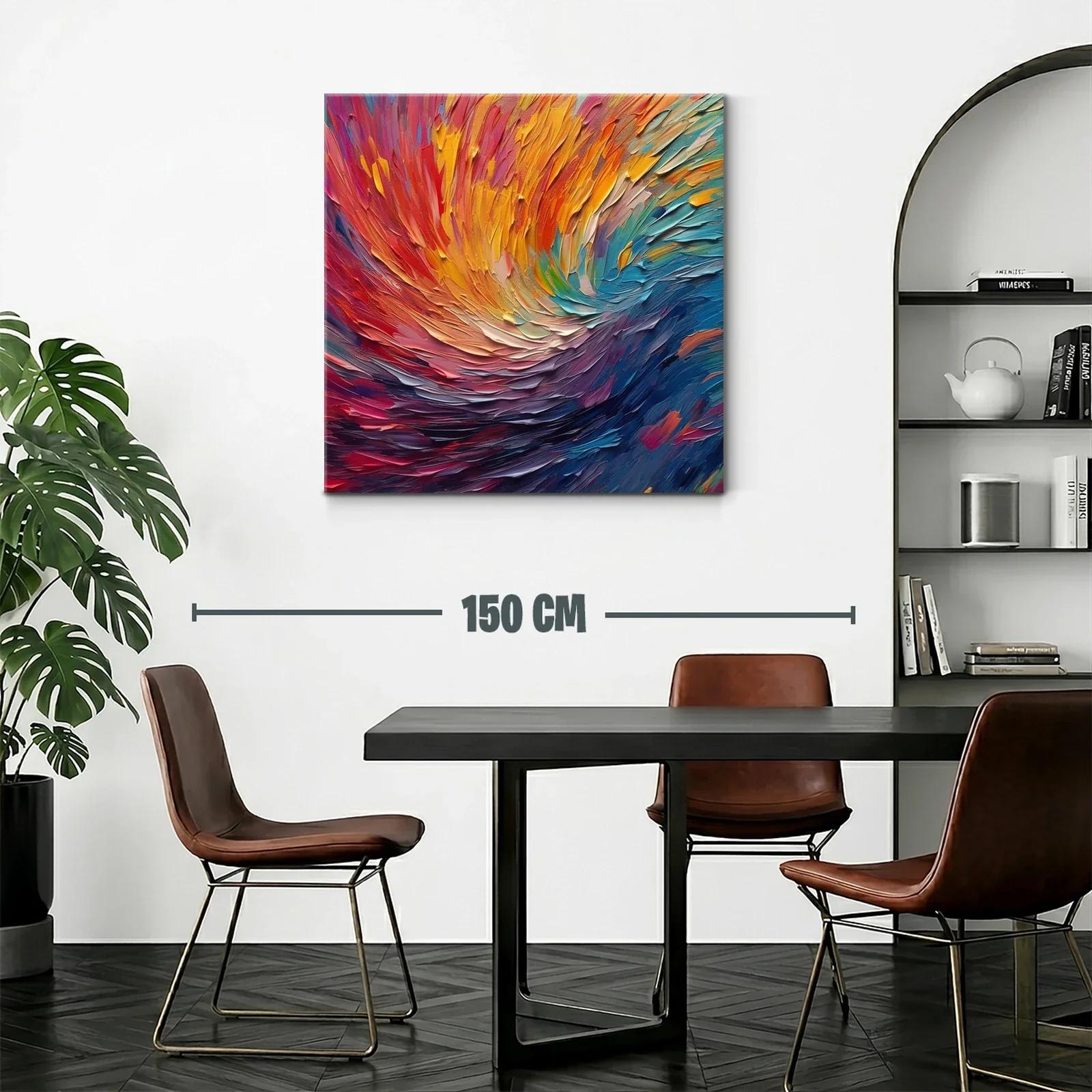 Cuadro abstracto con vibrantes tonos cálidos y fríos — miniatura 2