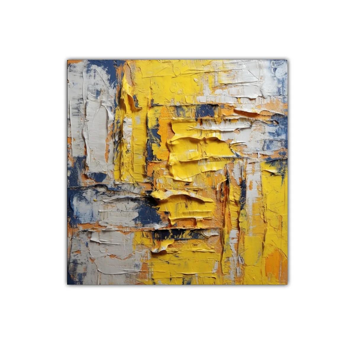 Composición Abstracta en Amarillo Azul y Blanco