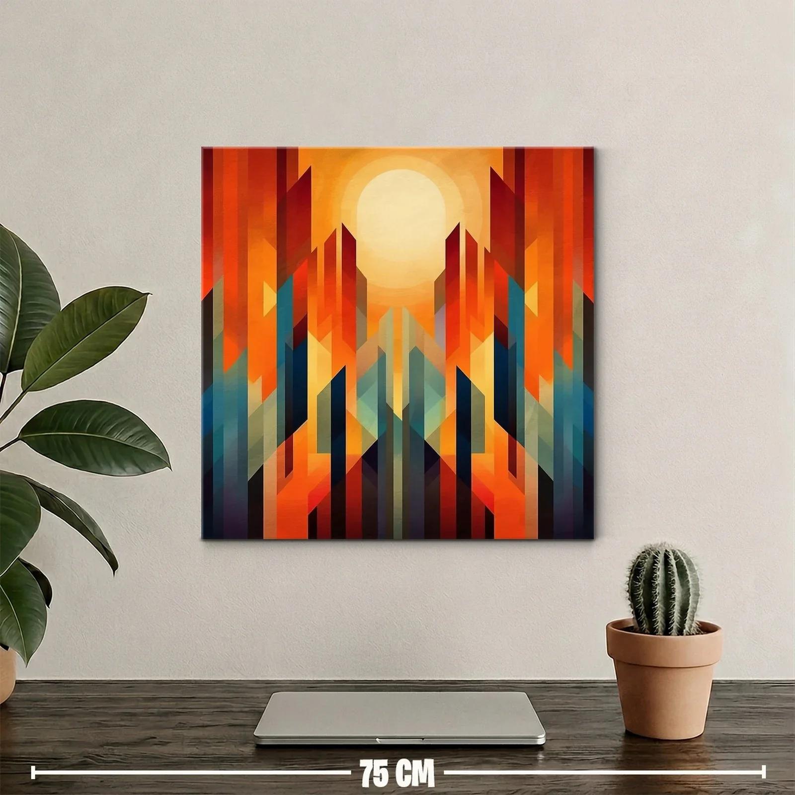 Cuadro abstracto con formas geométricas en tonos cálidos — miniatura 2