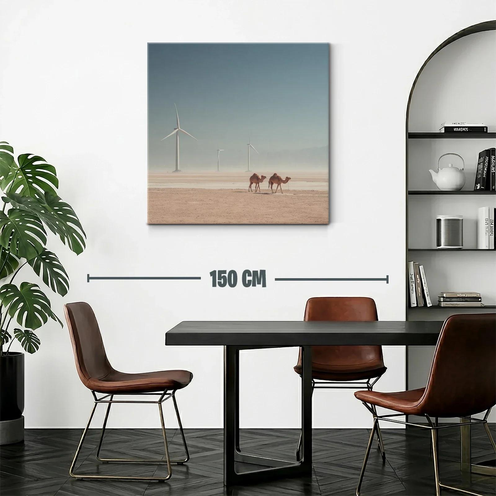 Paisaje Desértico con Camellos y Molinos de Viento — miniatura 2
