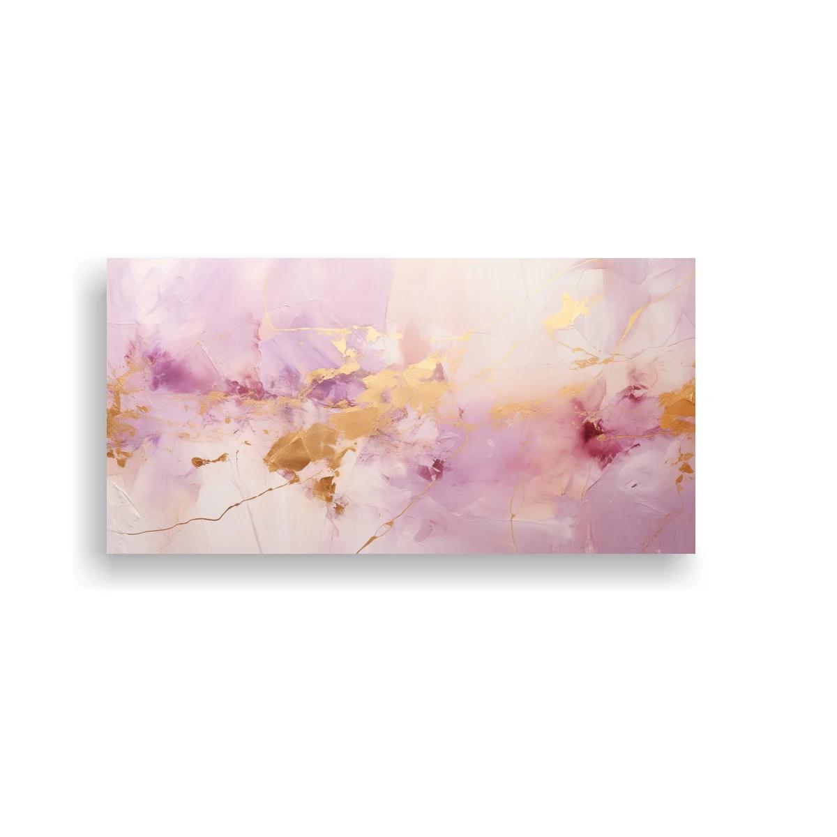 Cuadro nube abstracta rosa y lila con acentos dorados