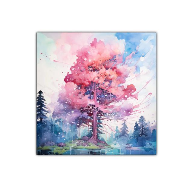 Árbol con follaje vibrante en paisaje sereno