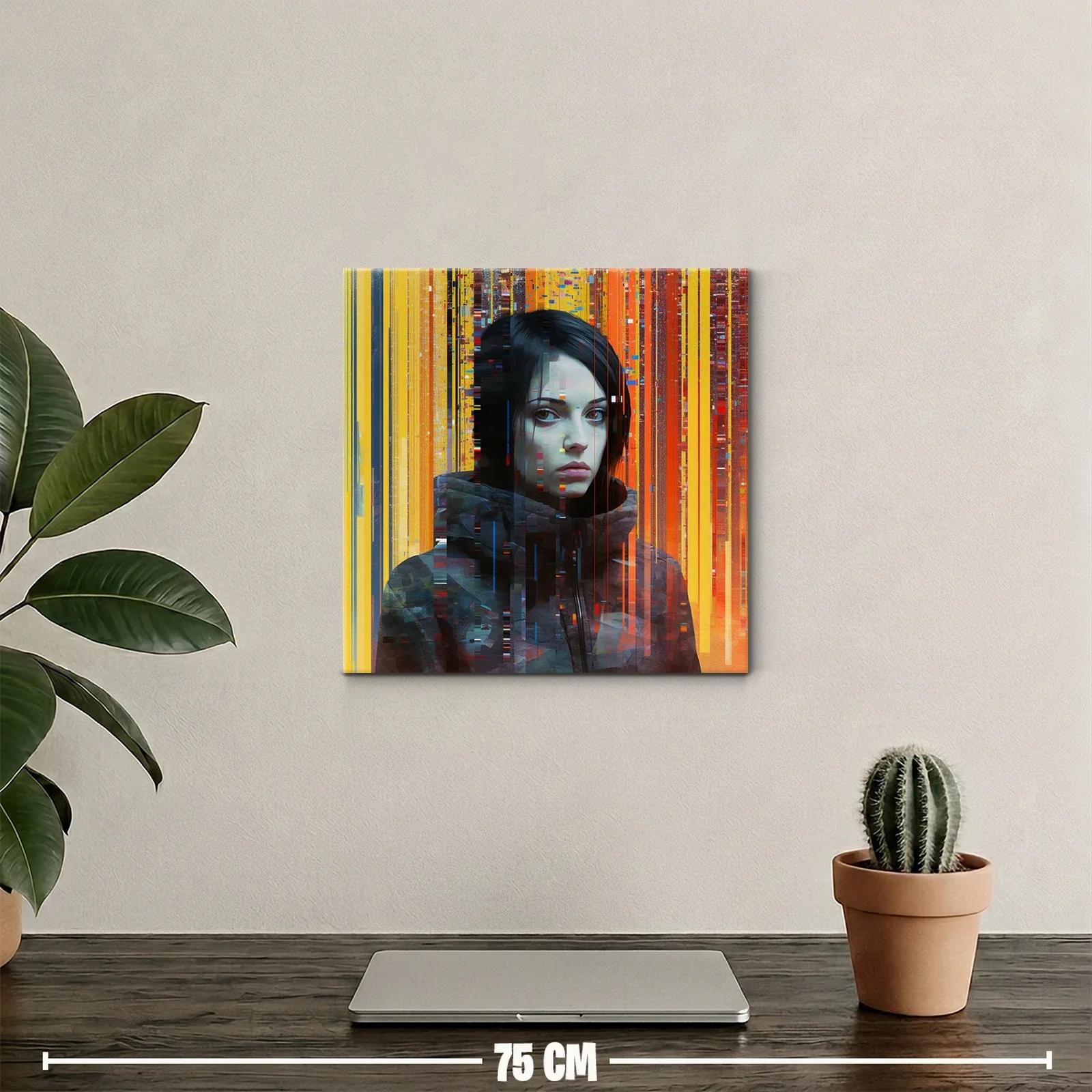 Retrato contemporáneo de mujer con luces digitales vibrantes — miniatura 2