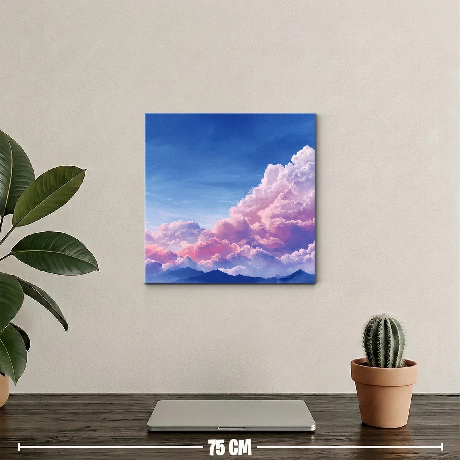 Cielo crepuscular con nubes rosas y montañas azuladas — miniatura 2