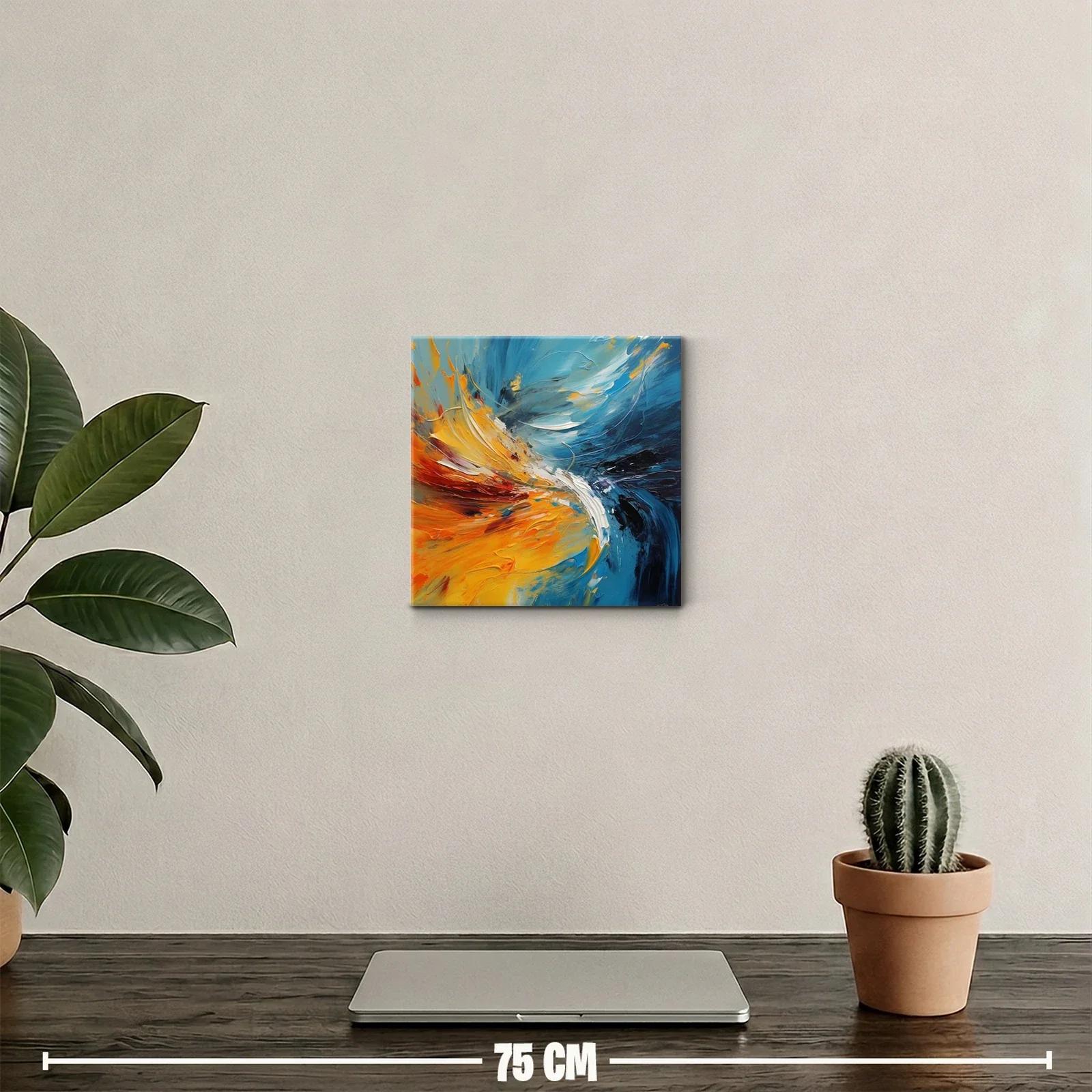 Cuadro abstracto con vibrantes tonos azules y naranjas — miniatura 2