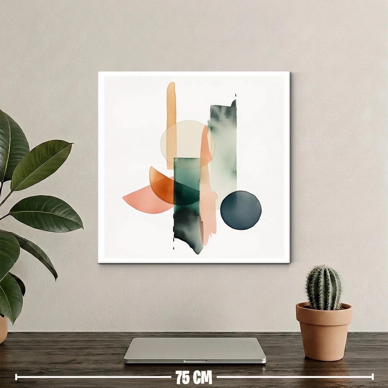 Composición abstracta en tonos cálidos y verdes profundos — miniatura 2