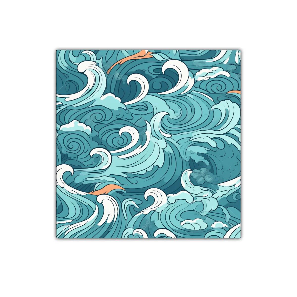 Cuadro decorativo con arte abstracto de olas en tonos azules — miniatura 1