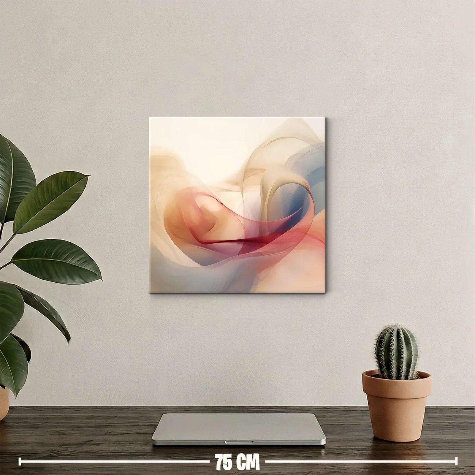 Composición abstracta en tonos cálidos y suaves formas ondulantes — miniatura 2