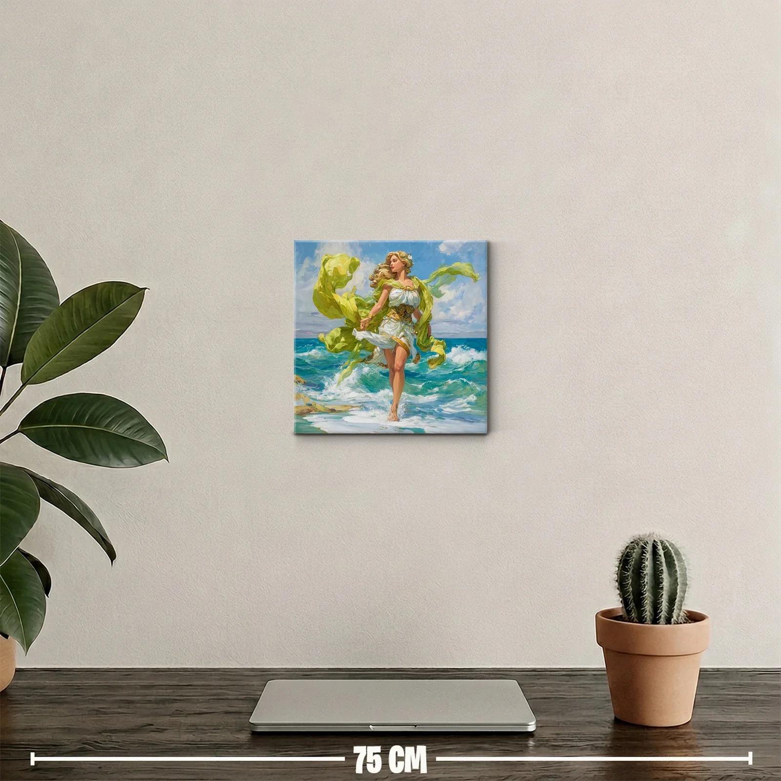 Figura femenina en movimiento junto al mar con tonos vivos — miniatura 2