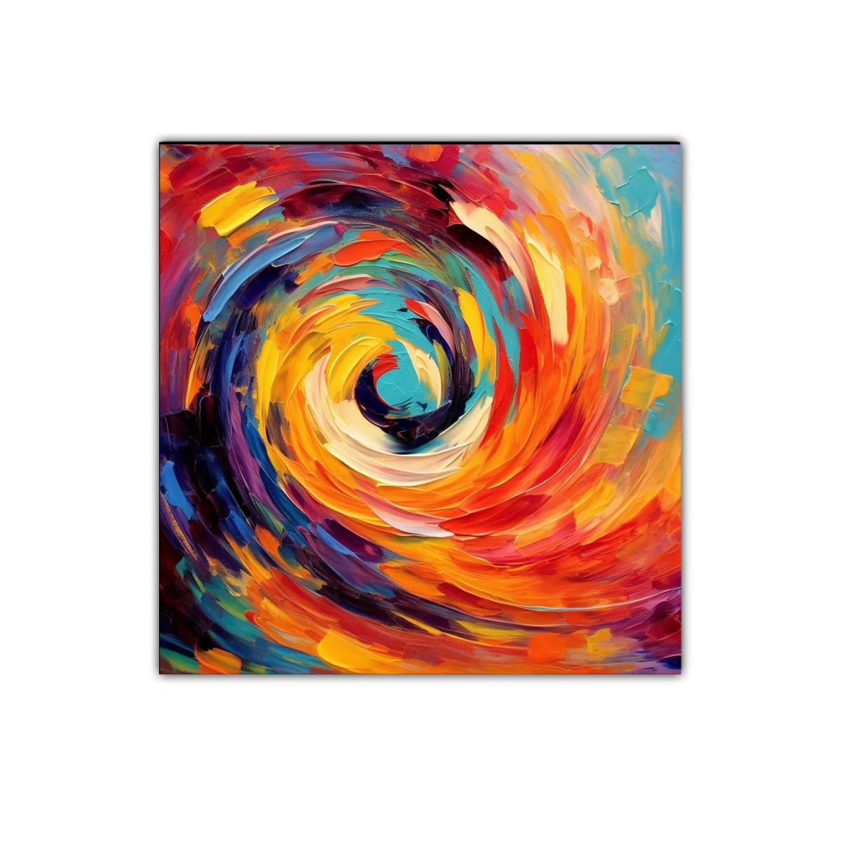 Cuadro abstracto con remolino de colores vibrantes