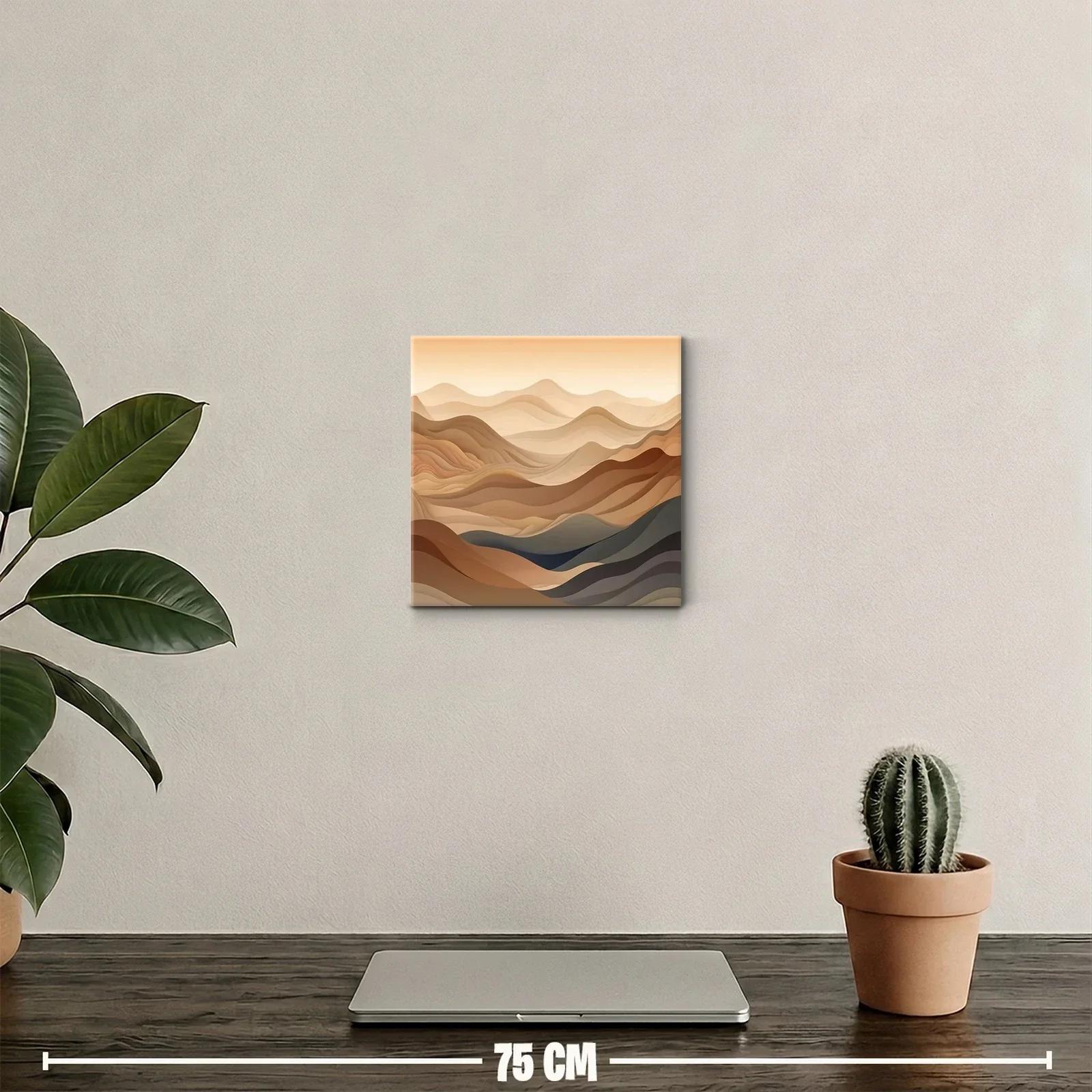 Paisaje abstracto en tonos tierra y líneas onduladas — miniatura 2