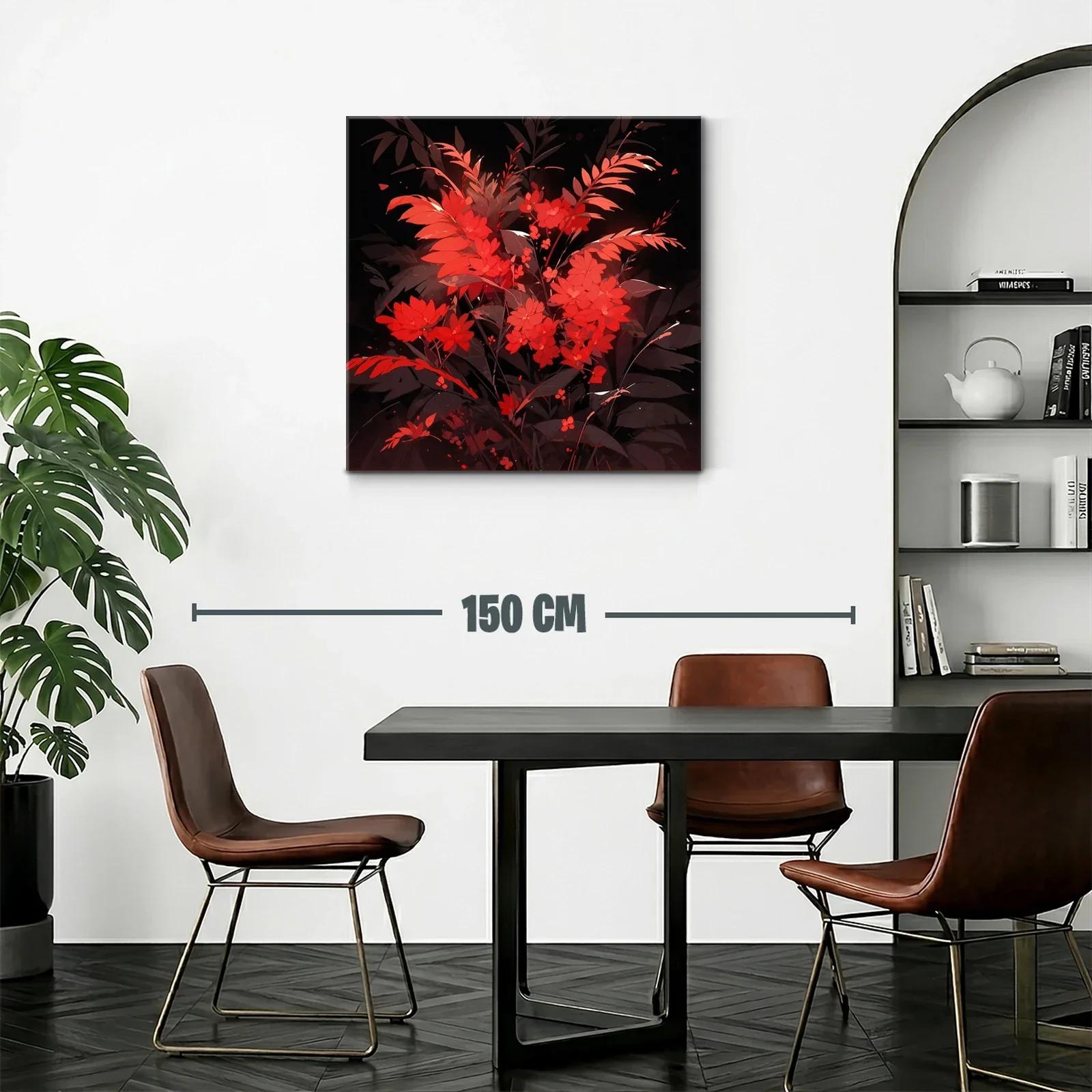Ramo vibrante con flores rojas sobre fondo oscuro — miniatura 2