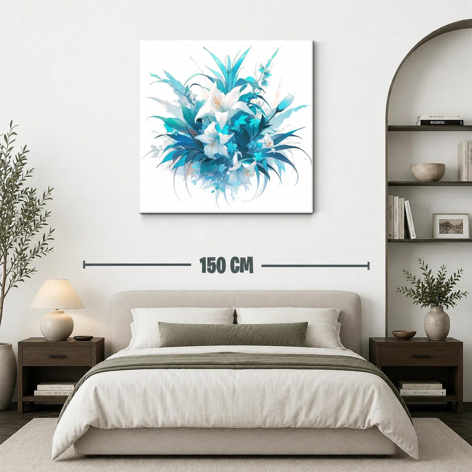 Cuadro floral con lirios en tonos azules y blancos — miniatura 3