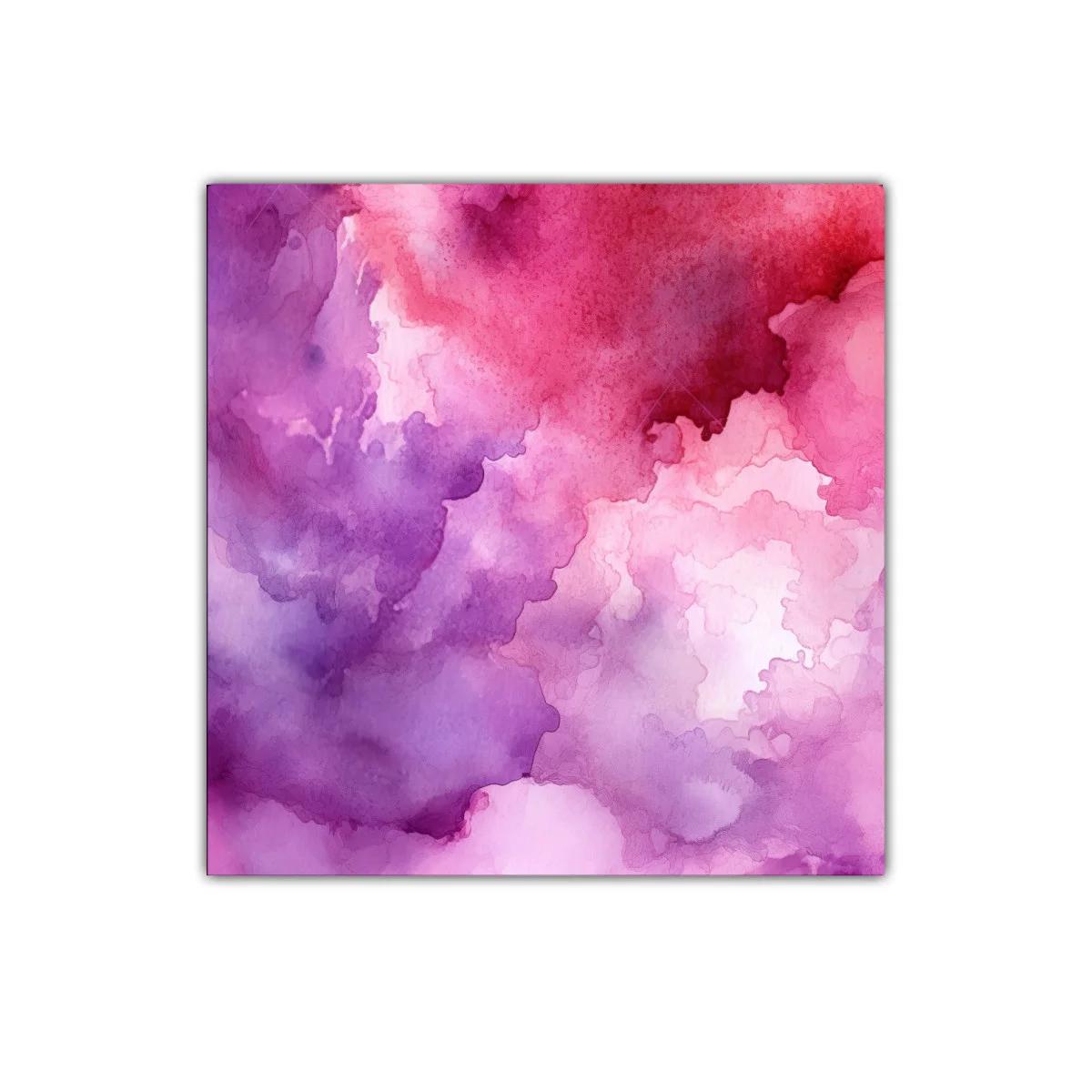 Cuadro abstracto en tonos rosas y morados para decoración moderna