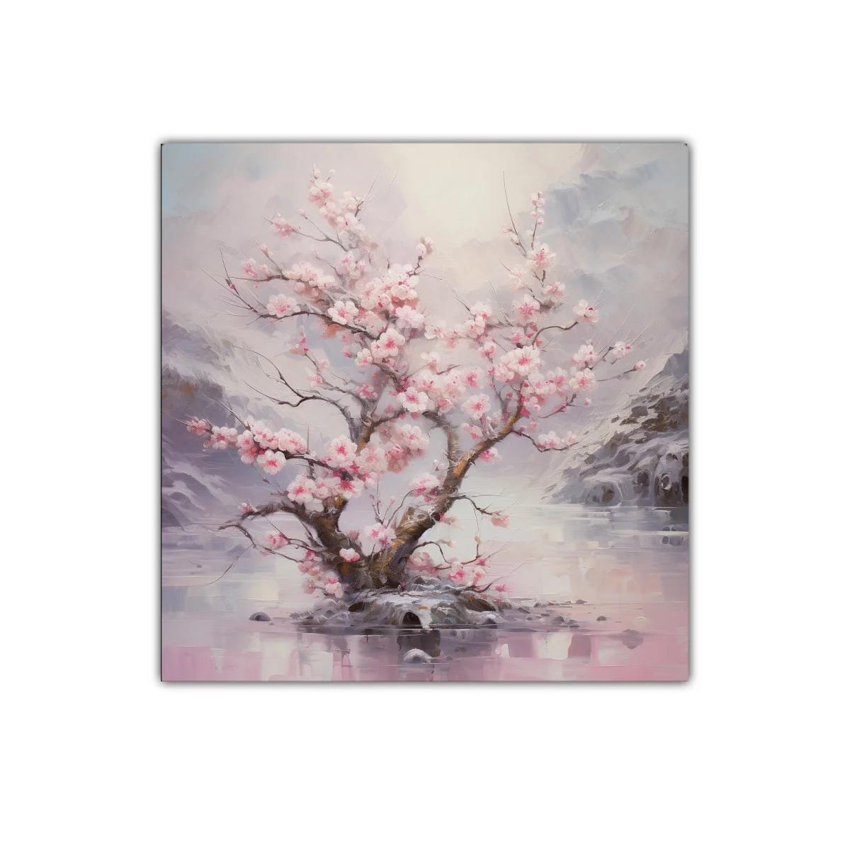 Elegancia y serenidad en flor de cerezo sobre agua tranquila