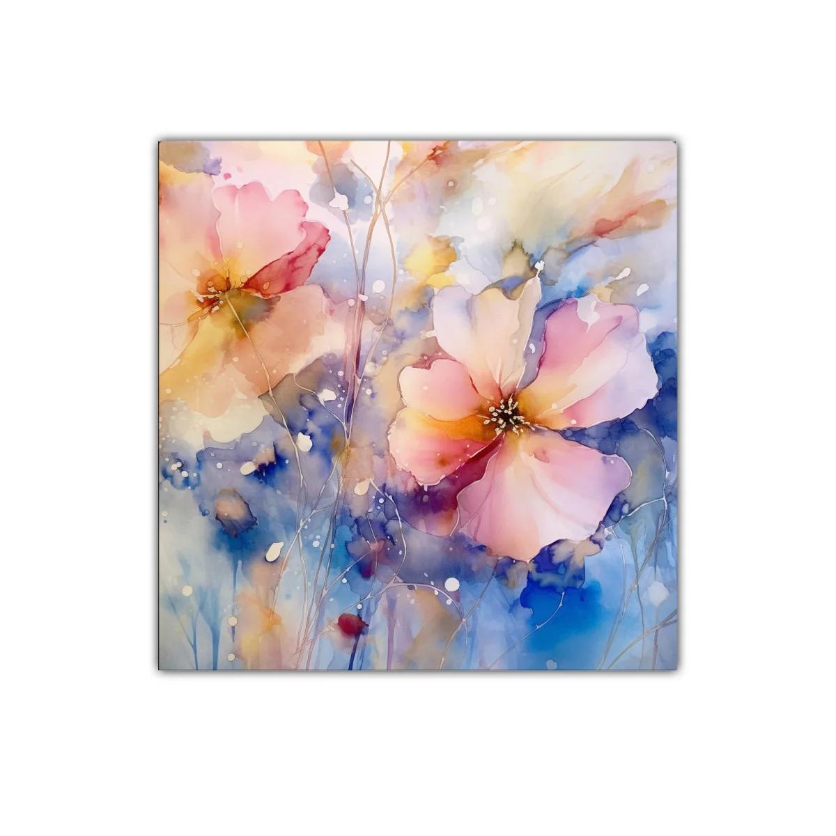 Cuadro decorativo con flores en tonos suaves y vibrantes — imagen principal