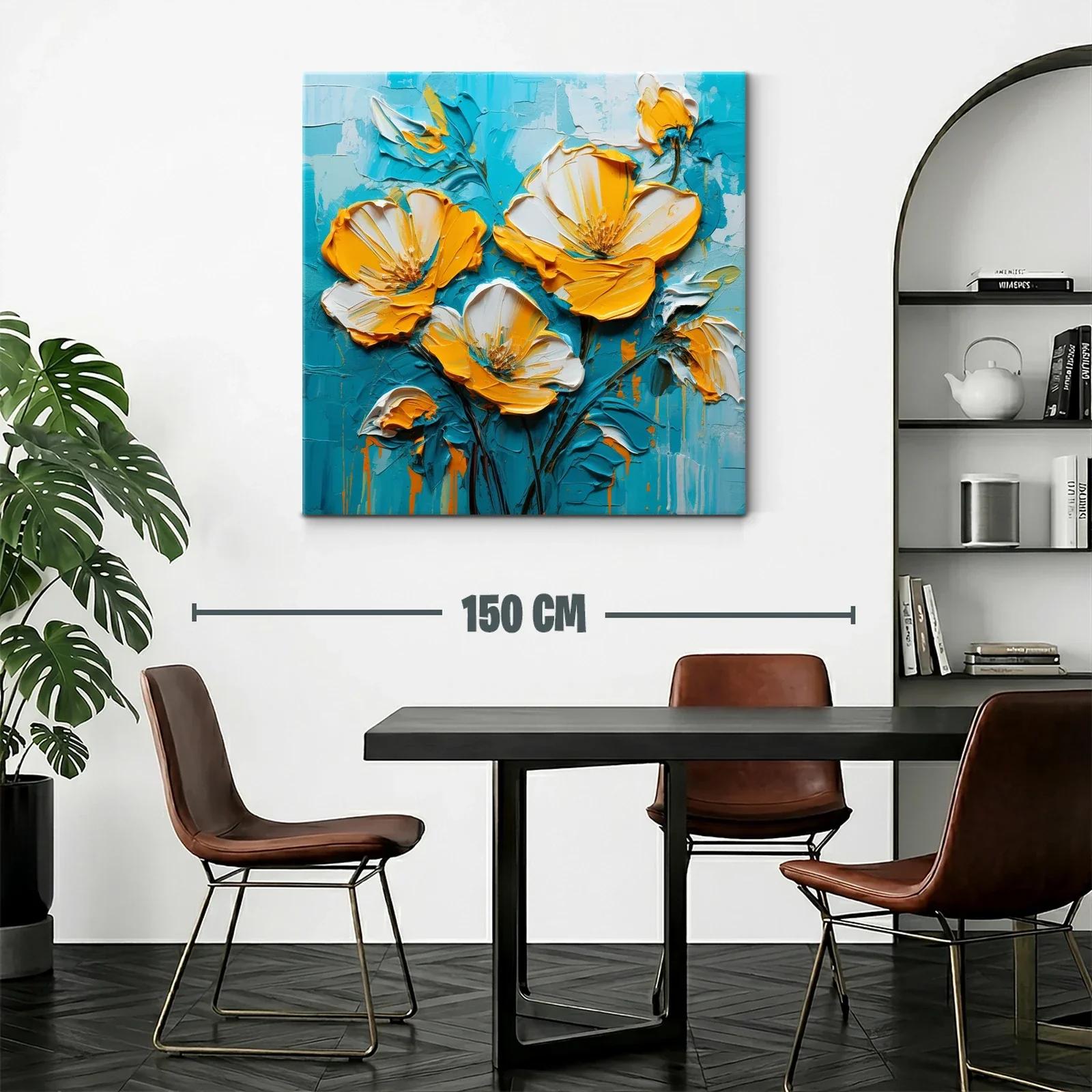 Flores vibrantes en tonos amarillos y azules equilibrados — miniatura 2