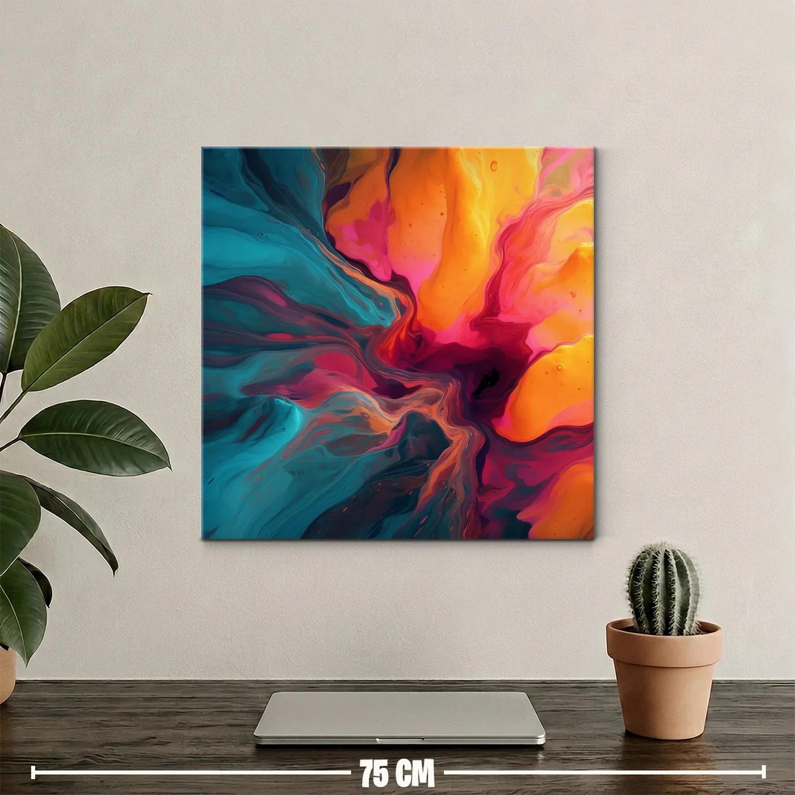 Cuadro abstracto con vibrantes tonos cálidos y fríos — miniatura 2