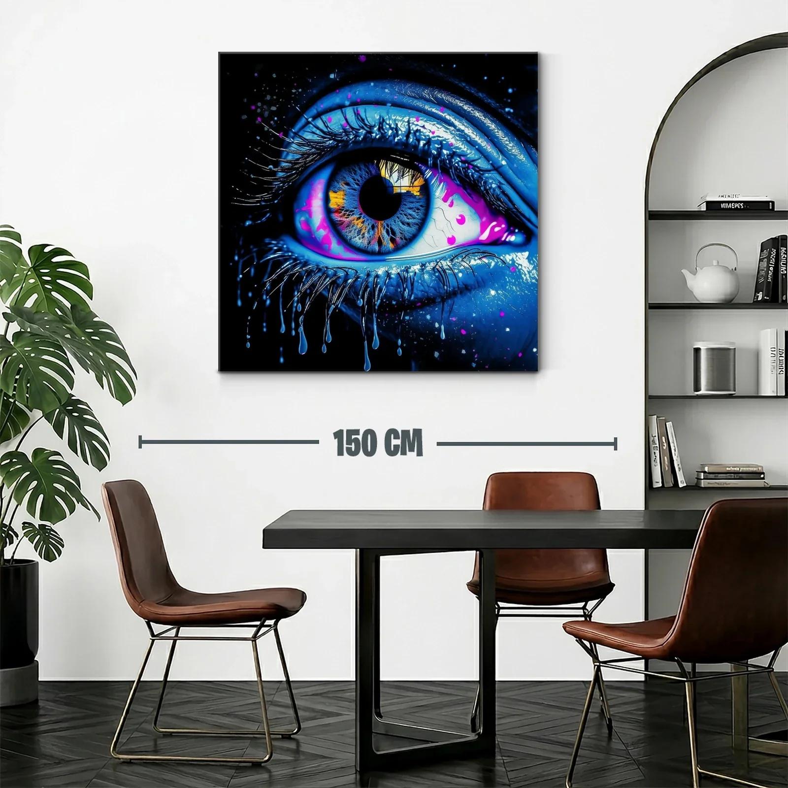 Impactante mirada con vibrantes tonos azules y detalles fluorescentes — miniatura 2