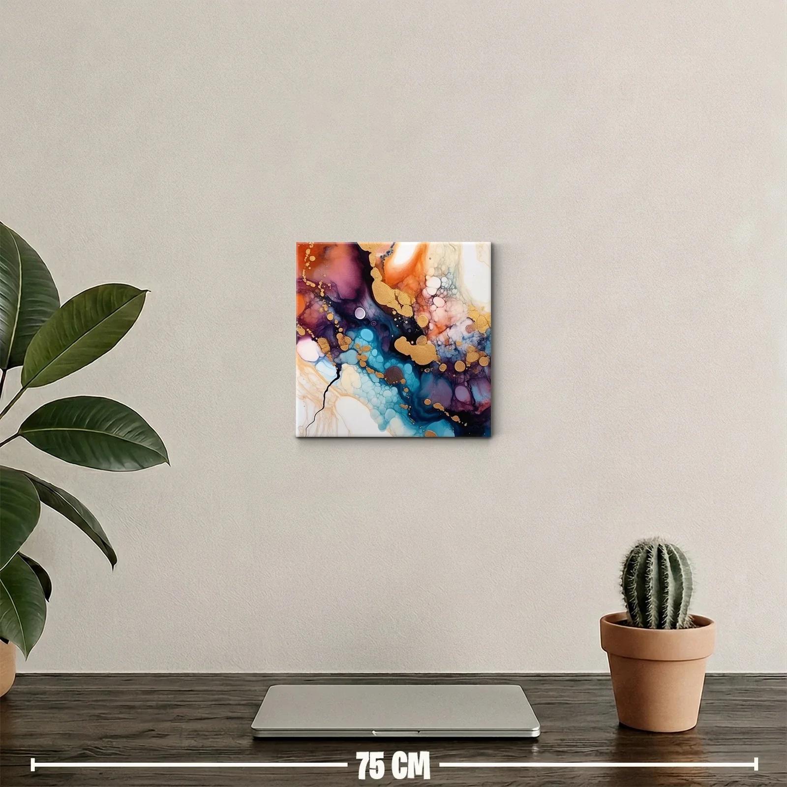 Abstracción vibrante con tonos cálidos y detalles dorados — miniatura 2