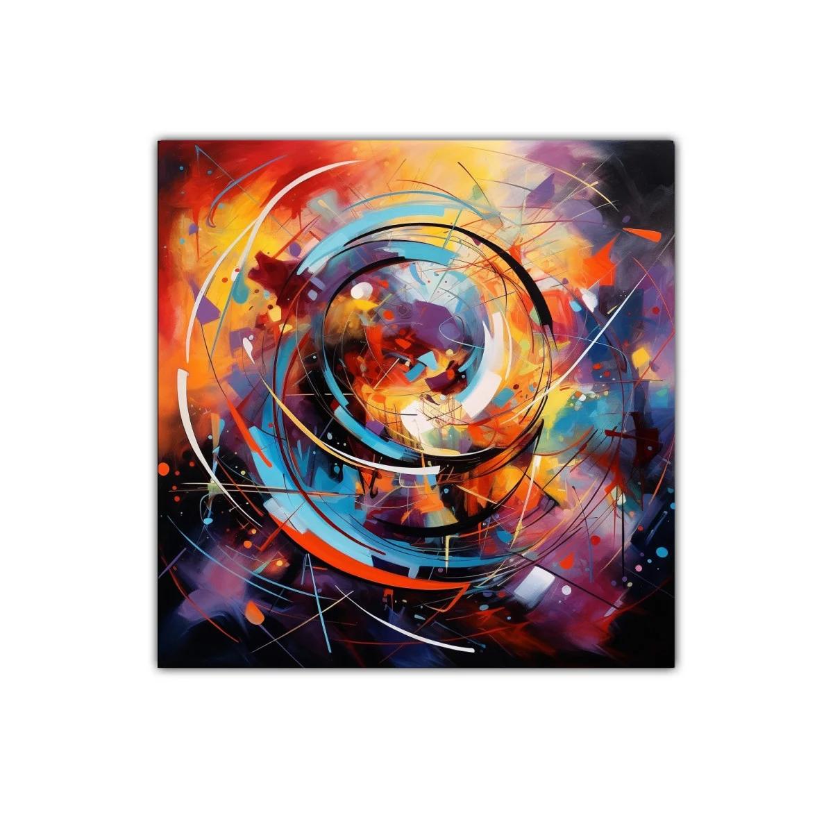 Composición circular vibrante con colores cálidos y fríos — imagen principal