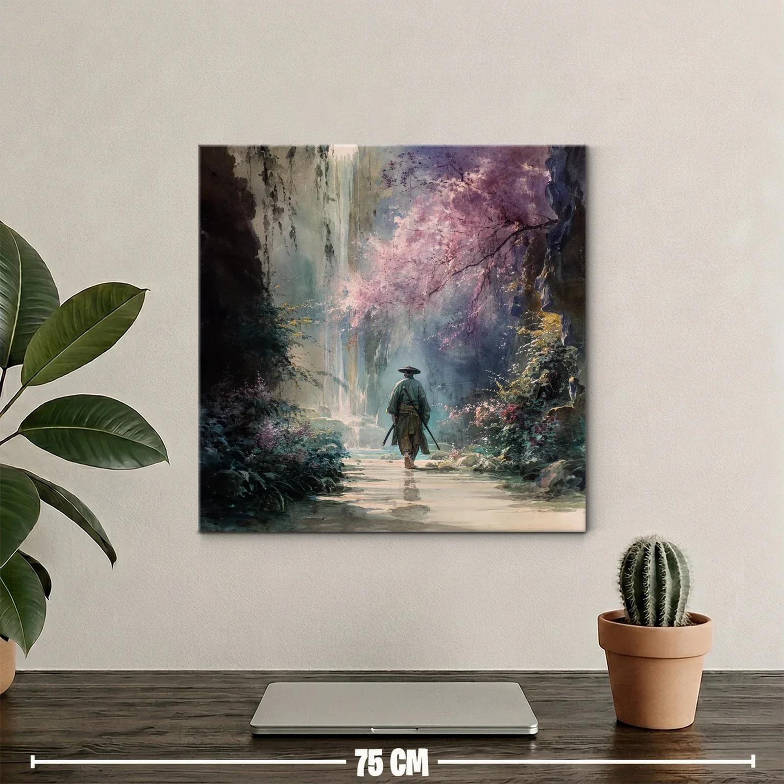 Caminante solitario en bosque de cerezos en flor — miniatura 2
