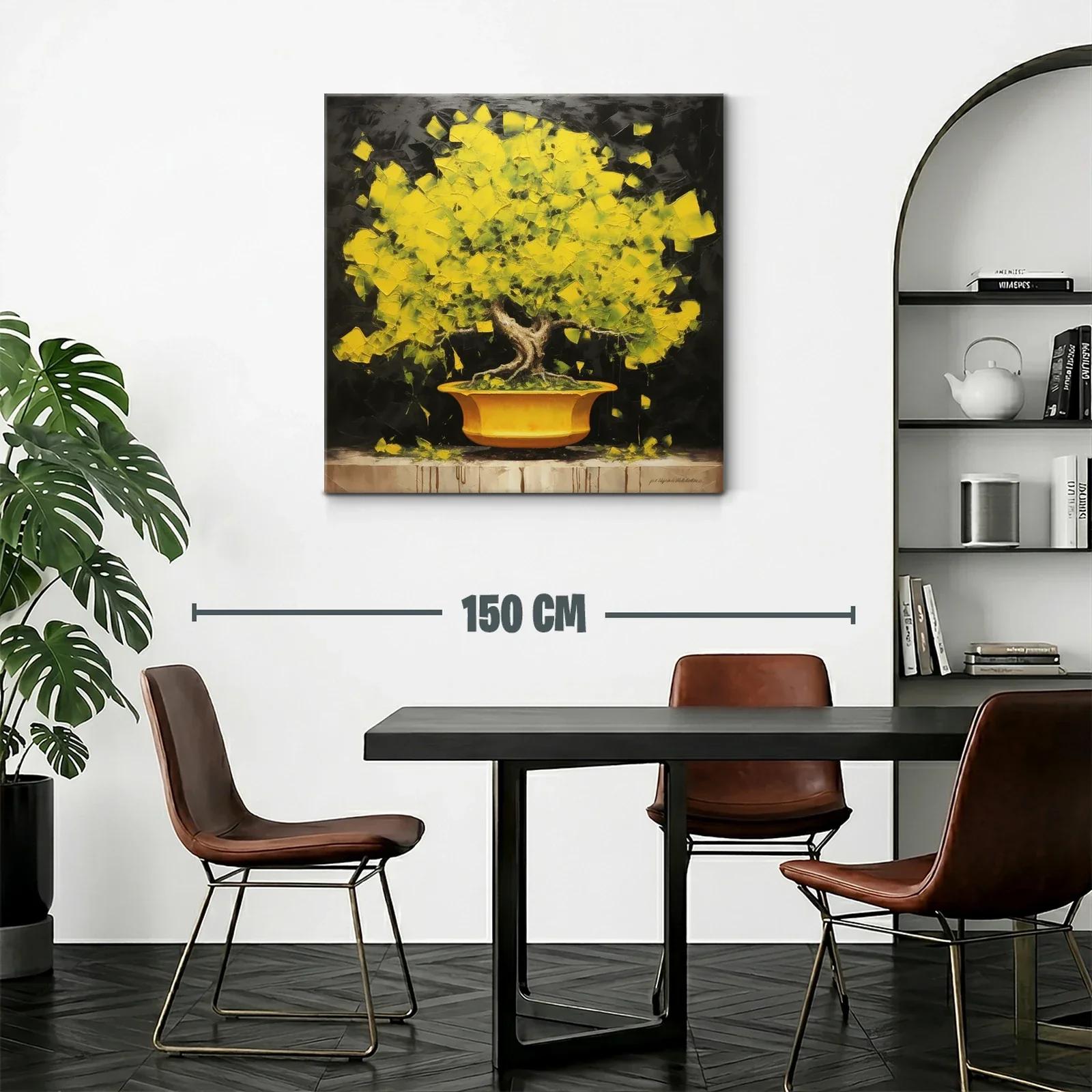 Árbol amarillo vibrante sobre fondo oscuro — miniatura 2