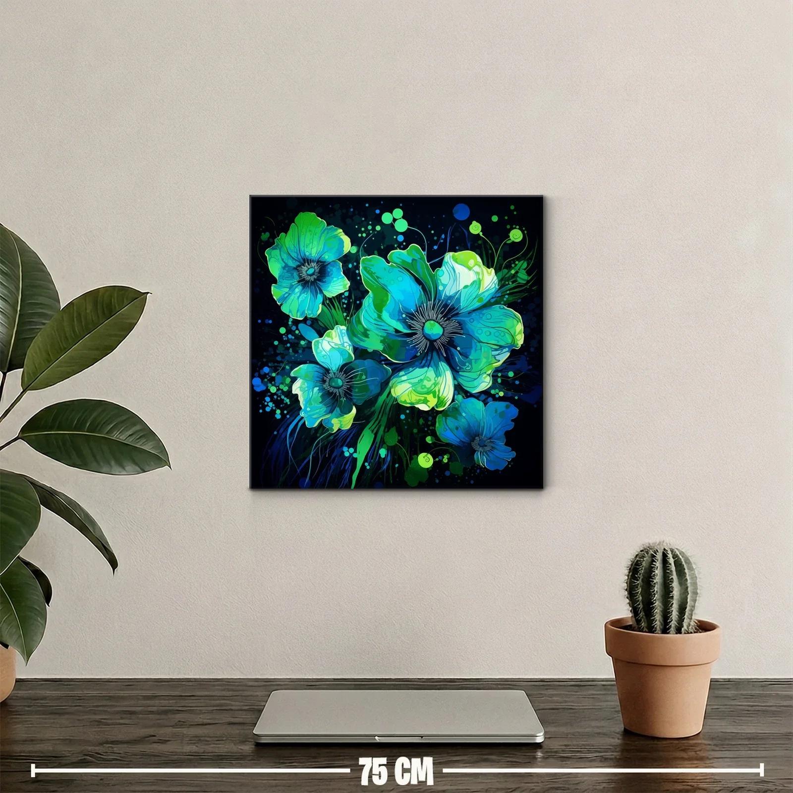 Flores vibrantes en tonos azules y verdes intensos — miniatura 2